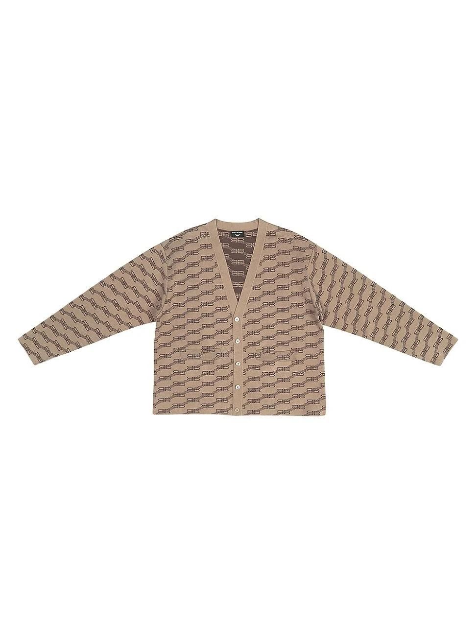 image of Balenciaga O1Mt1Gz0524 Bb Monogram Cardigan In Beige/black, Women's (Size XS)