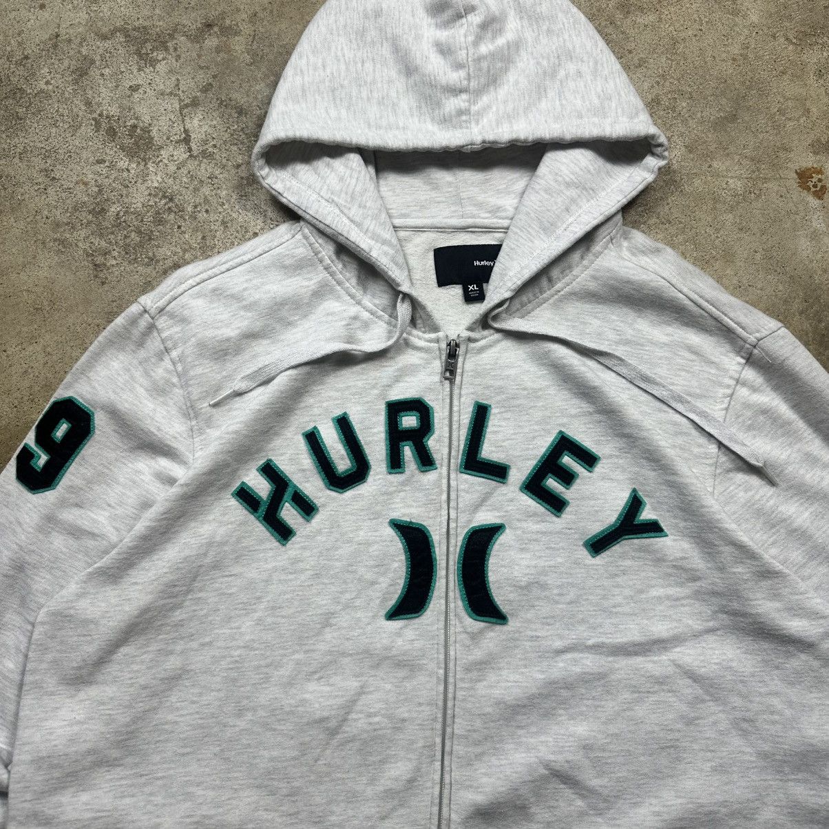 Hurley Y2K Light Grey Hurley Big Logo Spellout Zip Up Hoodie Size US XL / EU 56 / 4 - 2 Thumbnail