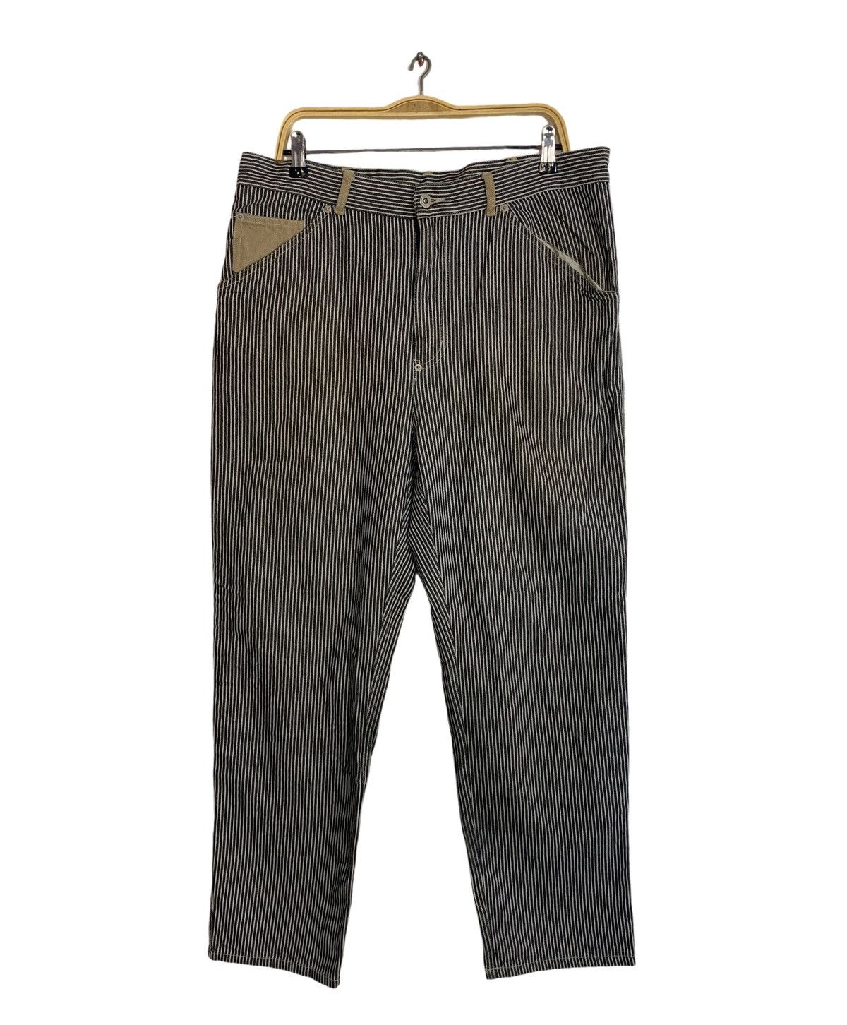 Japanese Brand 90s Favela Hickory Workwear Carpenter Brown Denim Jeans Size US 37 - 2 Thumbnail