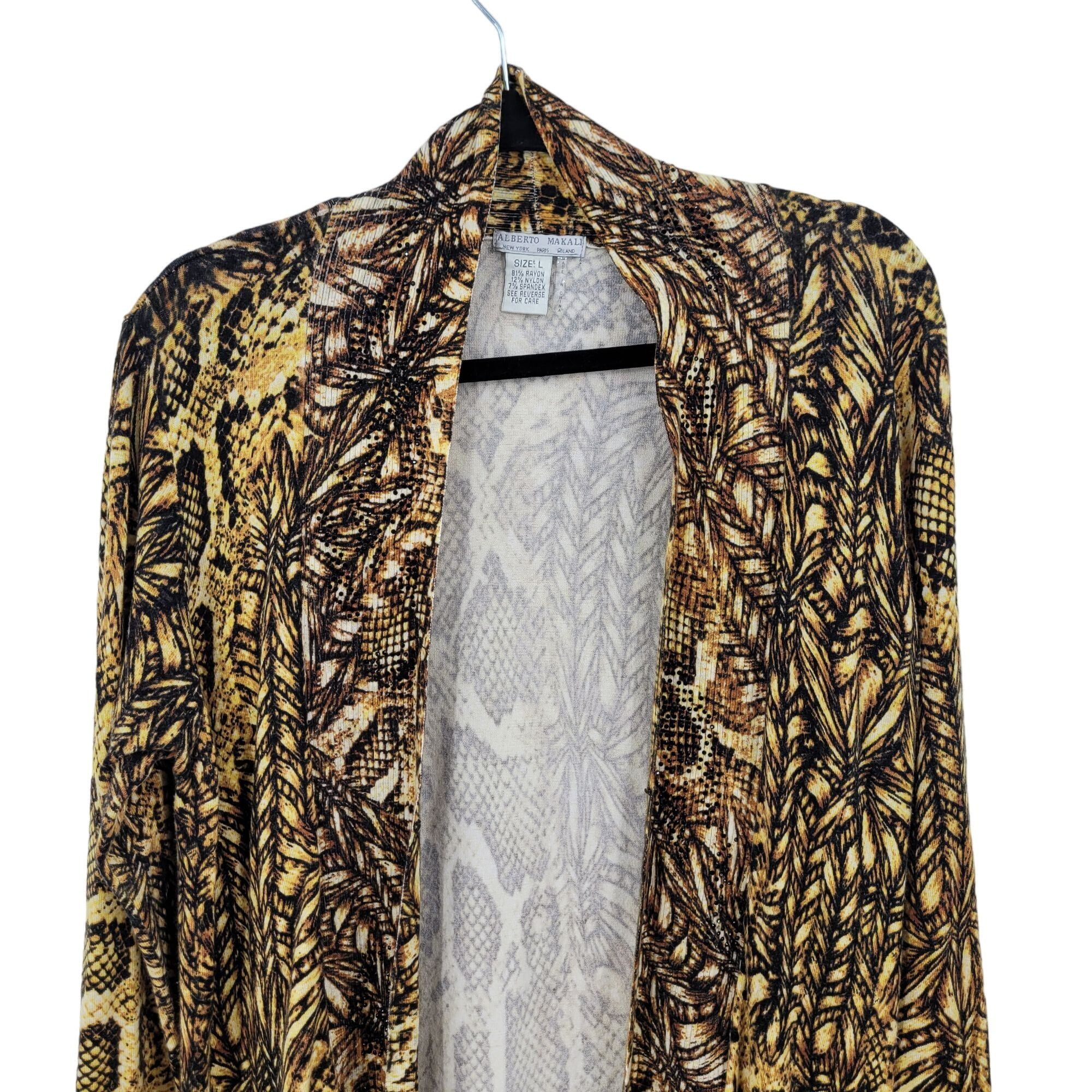 Vintage Vintage Alberto Makali Artsy Snake Open Cardigan L Golden Du Size L / US 10 / IT 46 - 4 Thumbnail