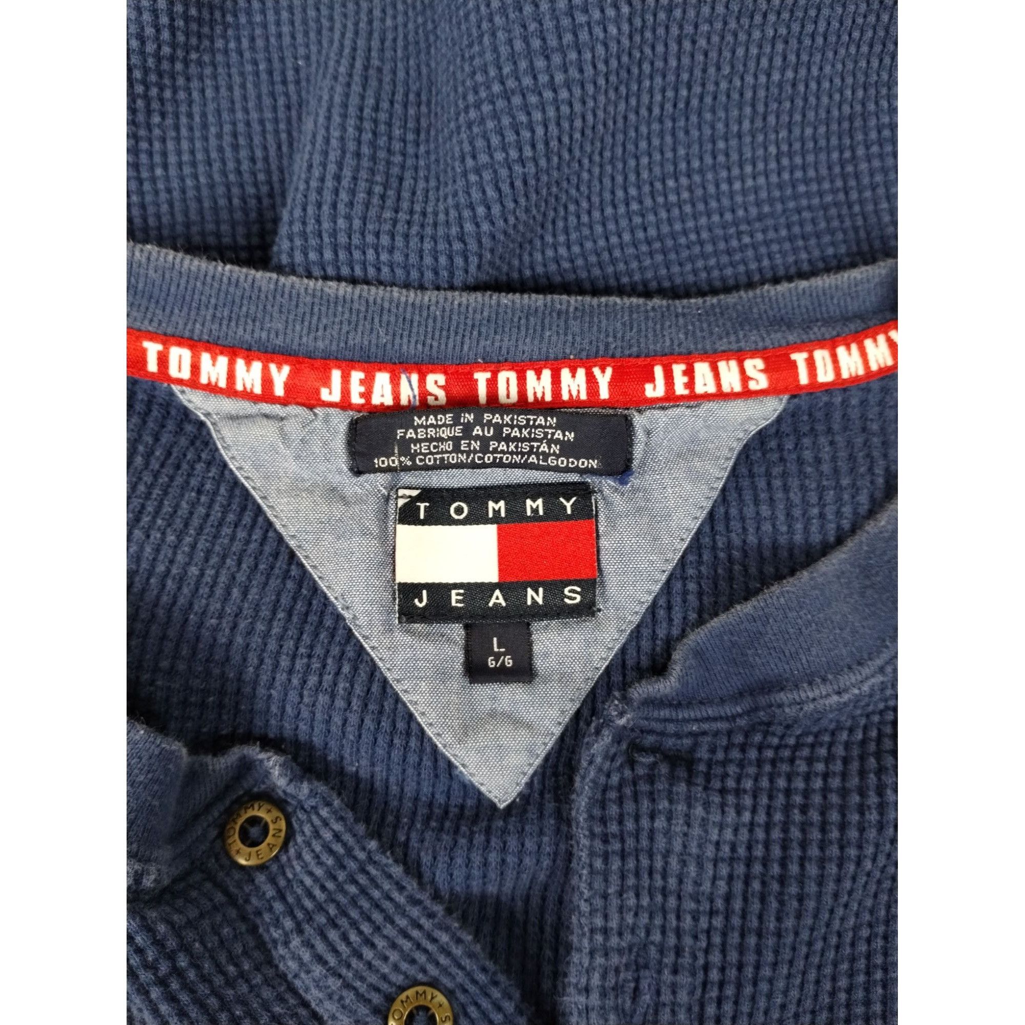 Tommy Jeans Vintage Tommy Jeans Mens Large Waffle Knit Henley T-shirt Te Size US L / EU 52-54 / 3 - 11 Thumbnail