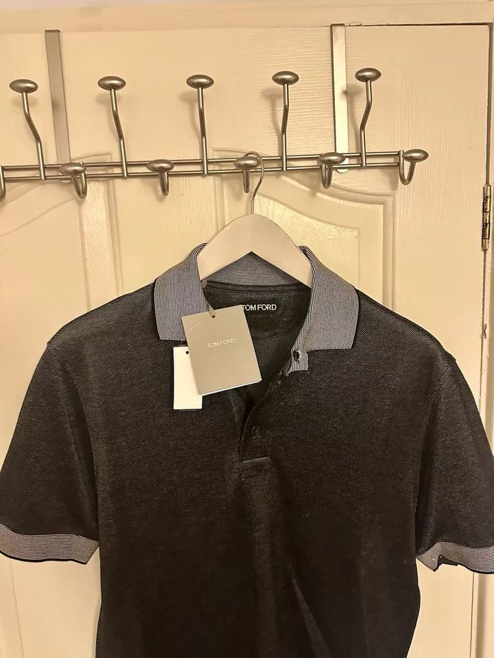 Tom Ford o1ebxxf0225 Polo Shirt in Silver/Black Size US M / EU 48-50 / 2 - 2 Thumbnail