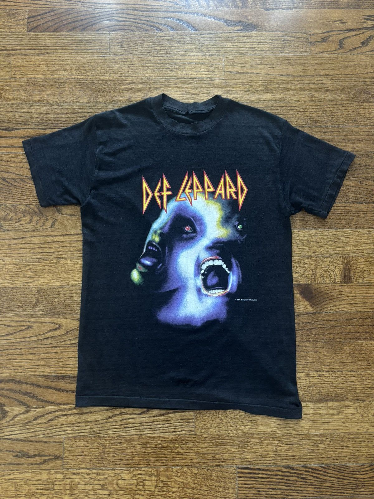 T-Shirt Officiel Def Leppard 'Hysteria Album' - Noir - Homme - Neuf Avec Étiquettes