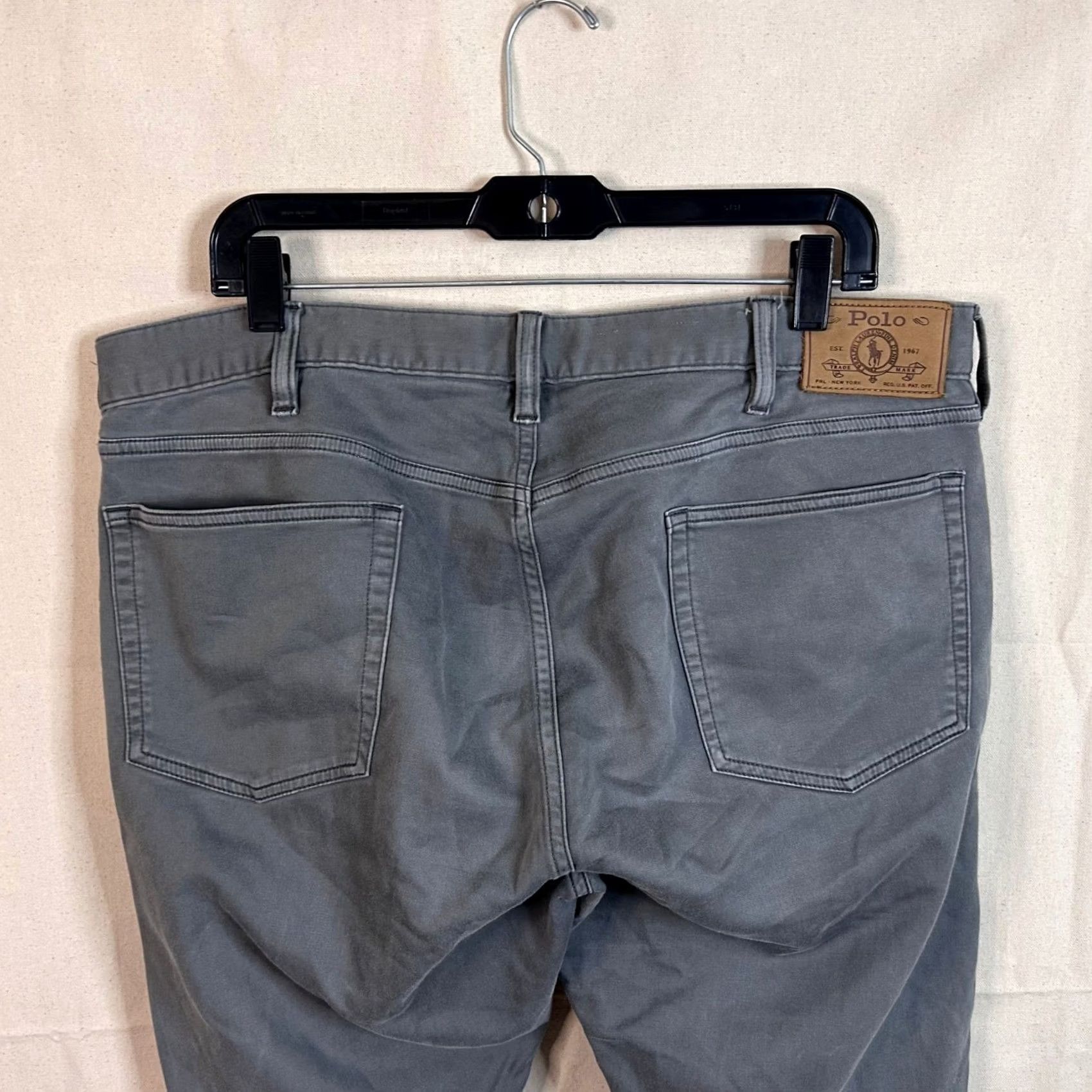 Polo Ralph Lauren Polo Ralph Lauren Gray Solid Cotton Slim Fit Five Pocket Chino Pants 36x32 Mens Size US M / EU 48-50 / 2 - 6 Thumbnail