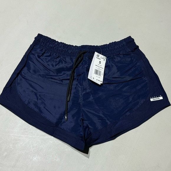 Reebok NWT REEBOK CORE IO AM SHINY WOVEN TRAINING SHORTS NAVY SZ SM Size 22" - 1 Thumbnail