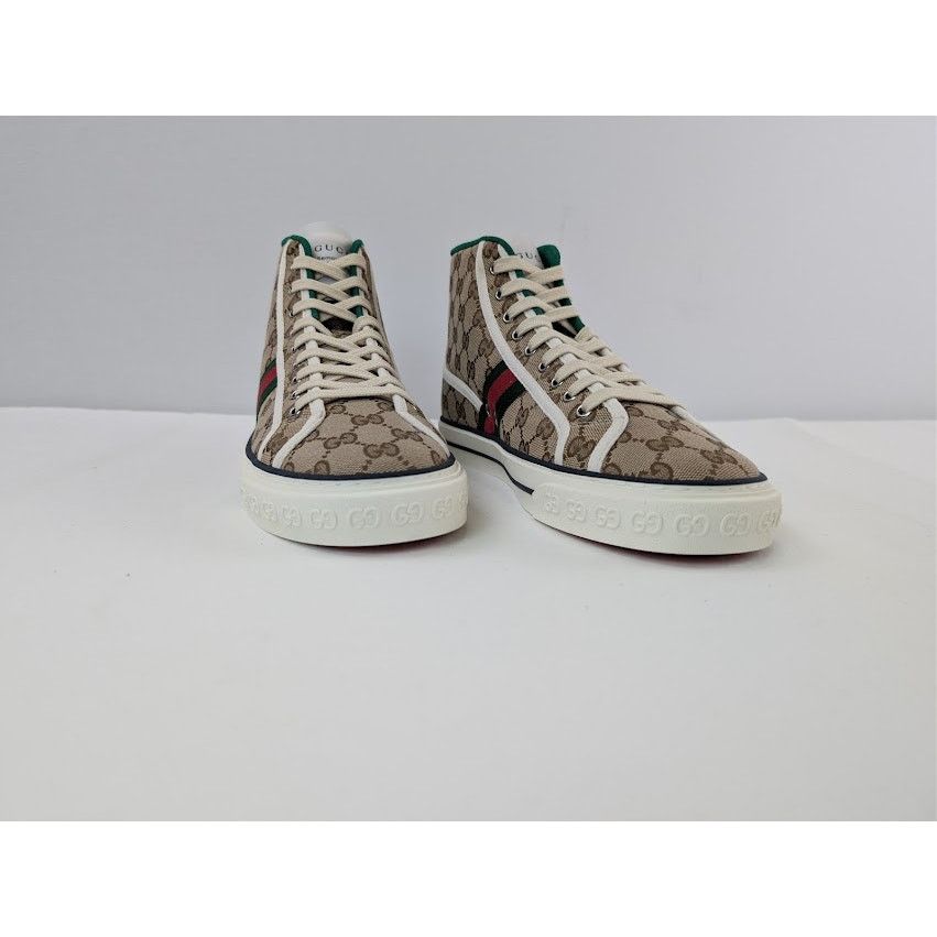 Gucci o1rshd1 Tennis 1977 Canvas High-Top Sneakers in Beige Ebony Size US 11 / EU 44 - 6 Thumbnail