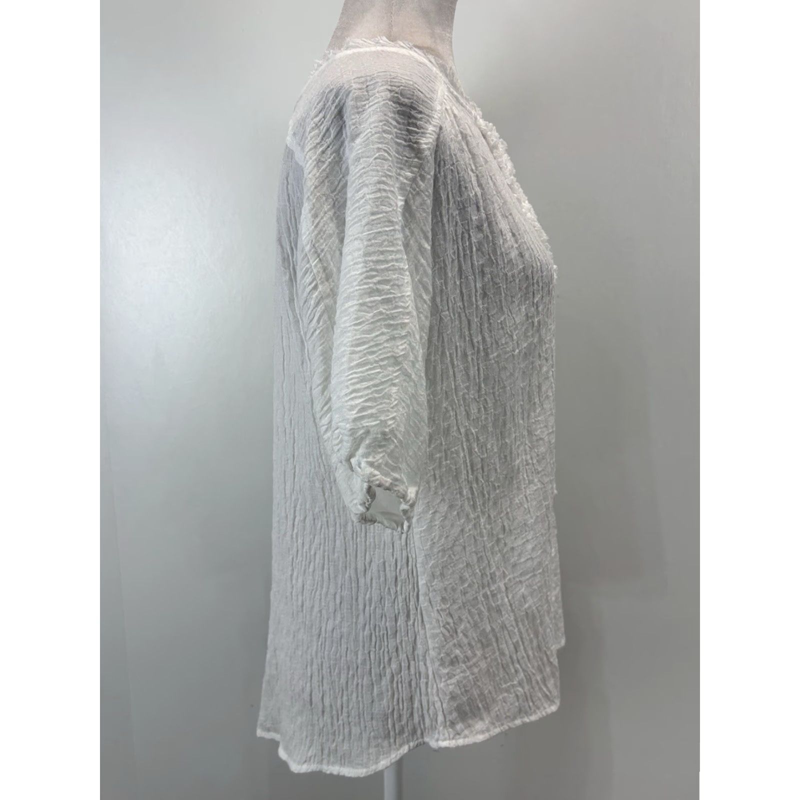 Vintage VINTAGE Sundance Blouse Shirt Women White Short Sleeve Round Neck Crinkle Ruffle S Small 100% Cotton Women’s Mock-Up Size S / US 4 / IT 40 - 4 Thumbnail