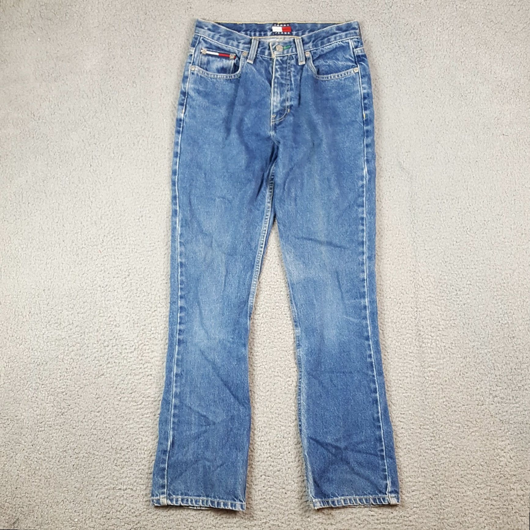 Tommy Hilfiger VINTAGE Tommy Hilfiger Women's Jeans Size 2 Y2K 2000s Denim Blue Retro Casual Straight Pants Size 26" / US 2 / IT 38 - 2 Thumbnail