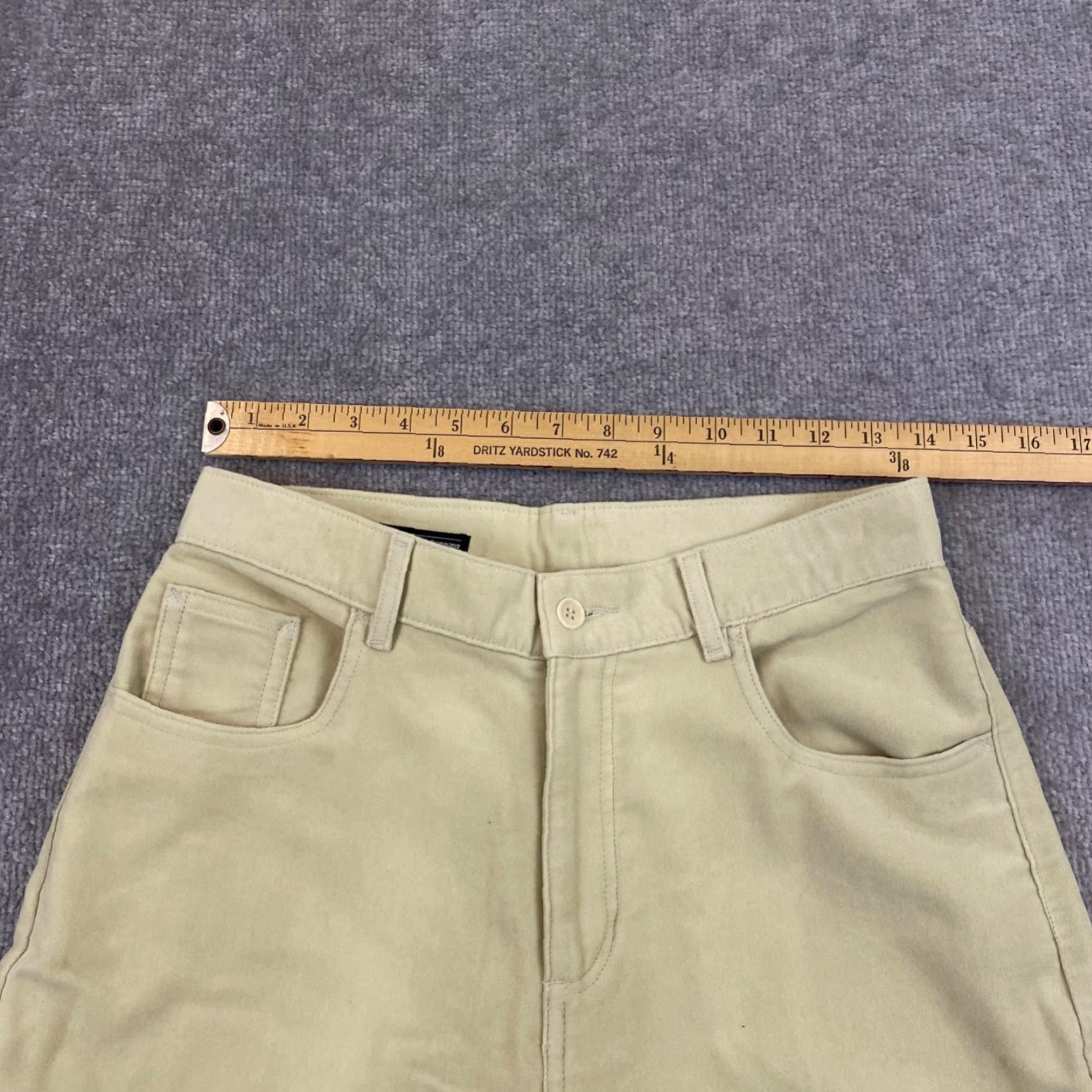 Vintage J. Peterman Pants Womens 28W 31.5L Light Yellow Pleated Chino Fuzzy, Regular, Button Zip, Cotton, Tapered, 10, Jacket? Size 32" / US 10 / IT 46 - 3 Thumbnail