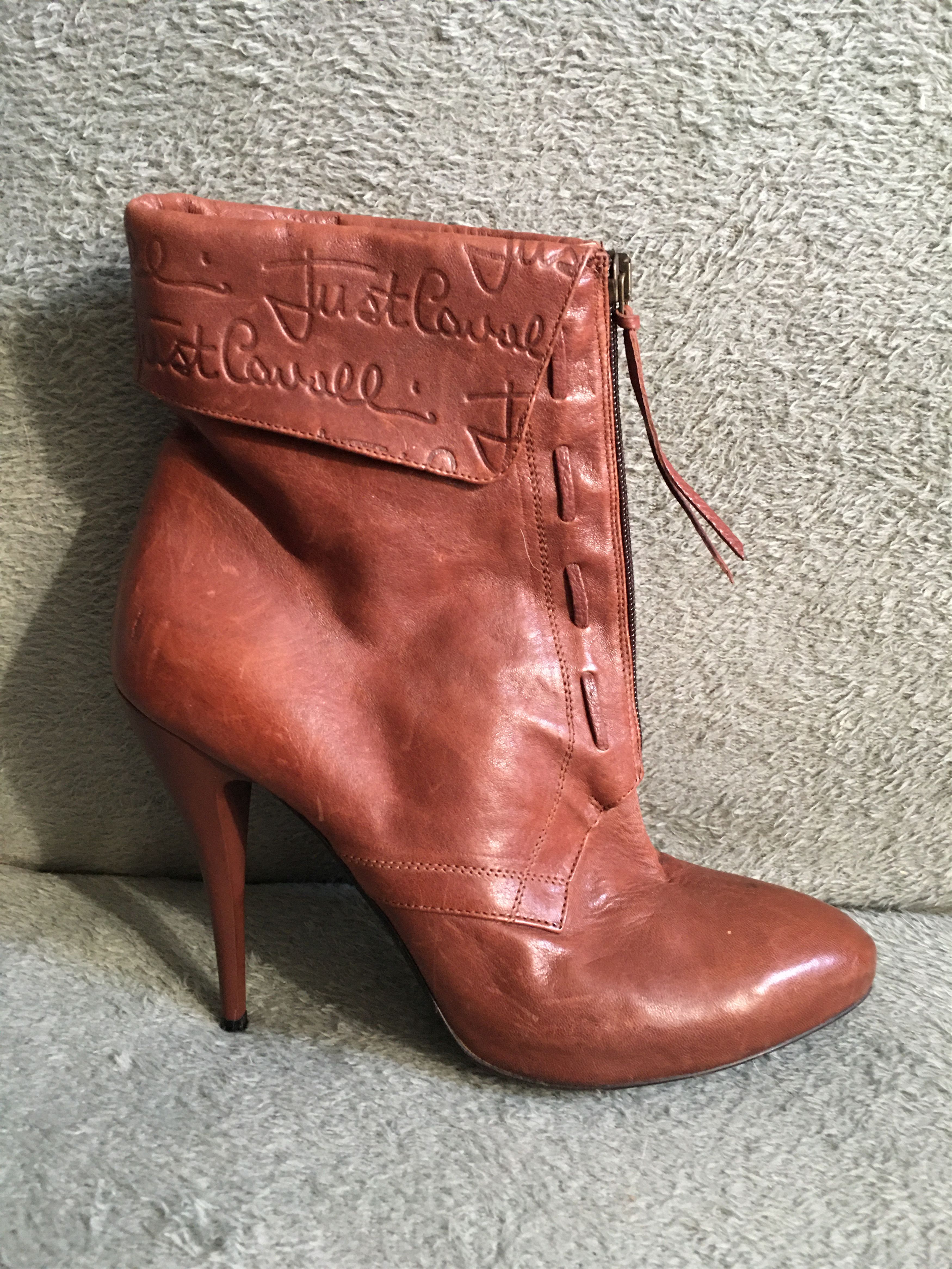 Just Cavalli Just Cavalli Leather Ankle Boots Logo Embossing EU 40 Size US 10 / IT 40 - 3 Thumbnail