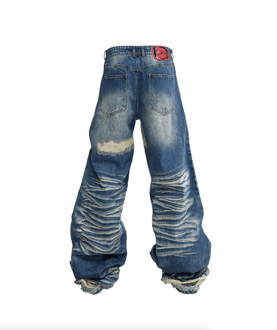 Other Y2K Blue Washed Destroyed Wide Leg jeans Size US 34 / EU 50 - 2 Thumbnail