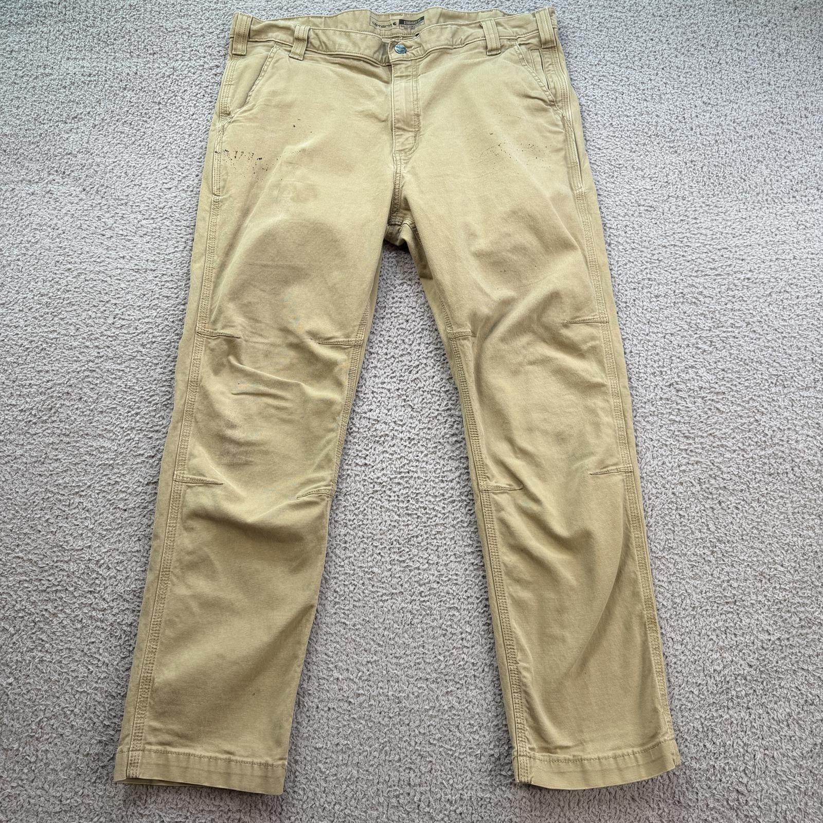 Carhartt Carhartt Straight Fit Work Pants Tan Distressed Paint 38x30 Size US 38 / EU 54 - 1 Thumbnail