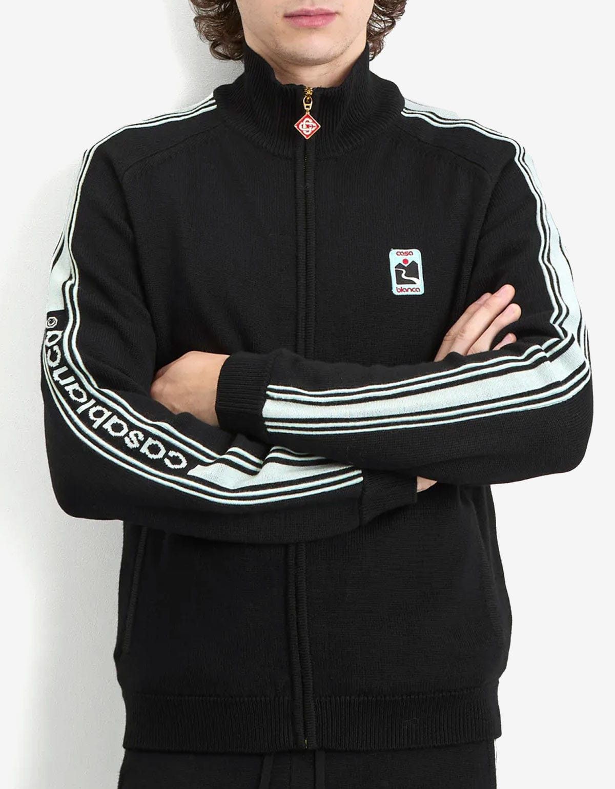 Casablanca Casablanca Black Merino Wool Track Jacket Size US XL / EU 56 / 4 - 4 Thumbnail
