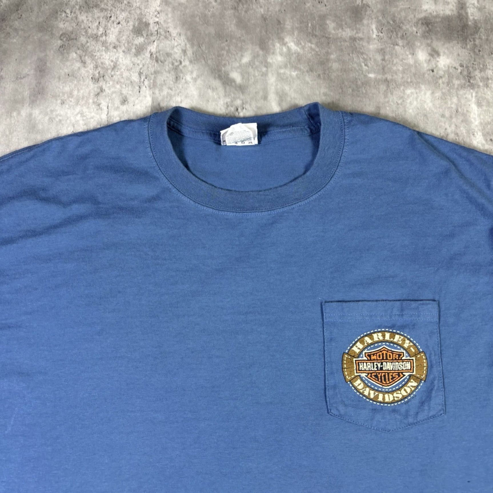 Harley Davidson VINTAGE Harley-Davidson T Shirt Pocket Double Sided Biker XL Blue 90s Y2K Mens Shirt Size US XL / EU 56 / 4 - 3 Thumbnail