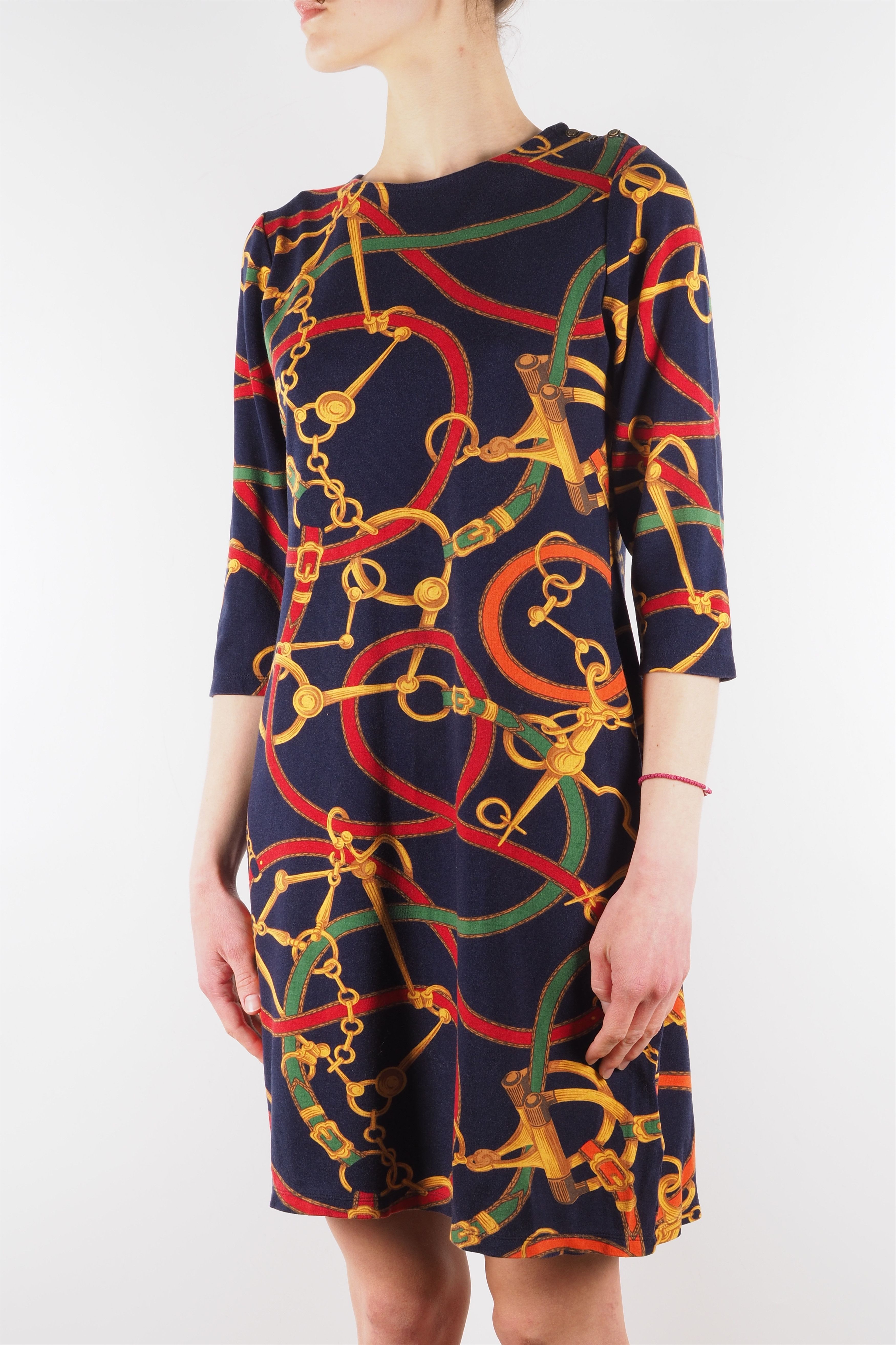 Lauren Ralph Lauren × Ralph Lauren × Vintage Lauren Ralph Lauren Blue Multi Chain Straps Print Dress Size M / US 6-8 / IT 42-44 - 2 Thumbnail