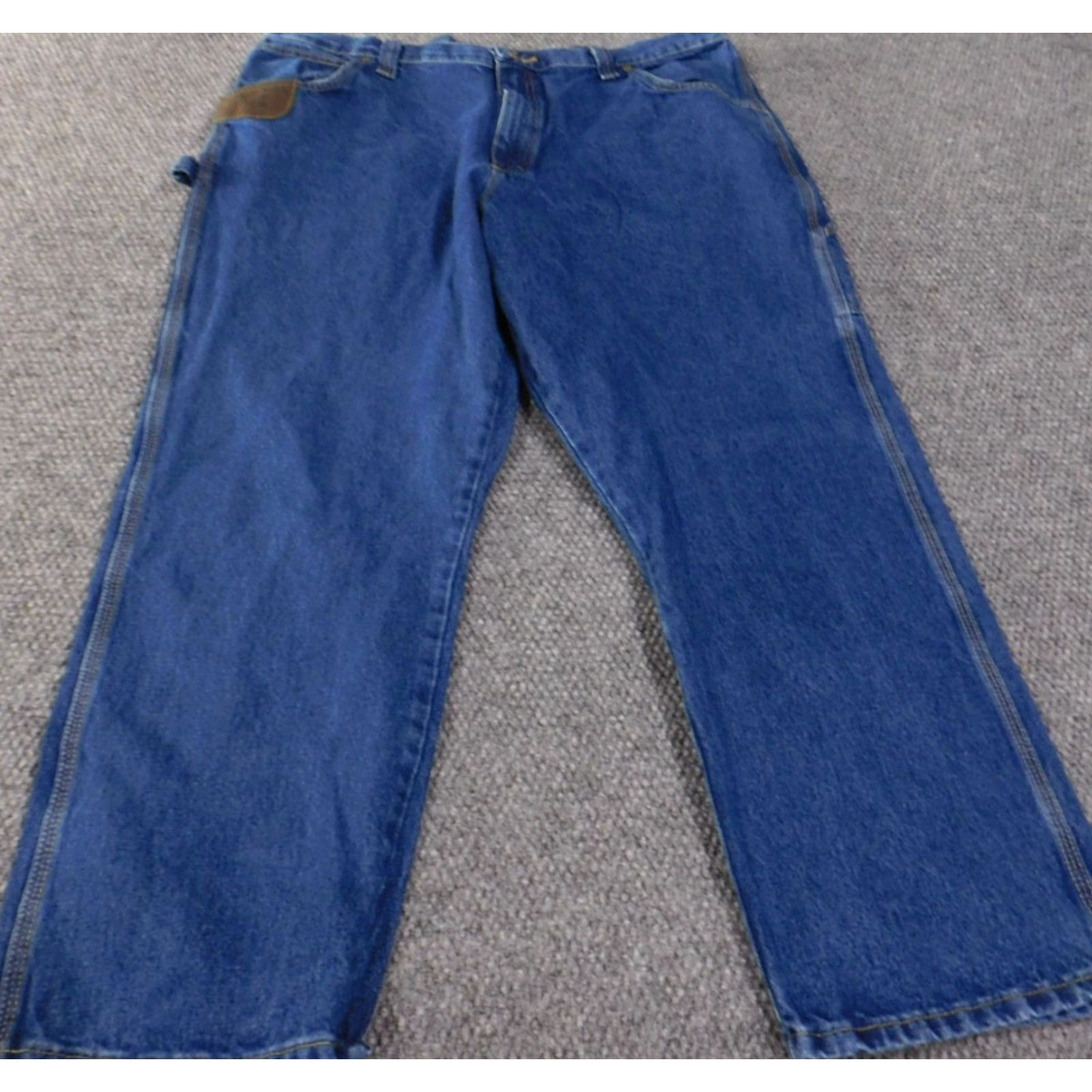 Wrangler Wrangler Jeans Mens 42x30 Blue Riggs Dark Wash Straight Classic Denim Workwear Jeans Mens Regular 42 Blue Cowboy Pockets Zip Inseam 30 Style Straight Size US 42 / EU 58 - 3 Thumbnail