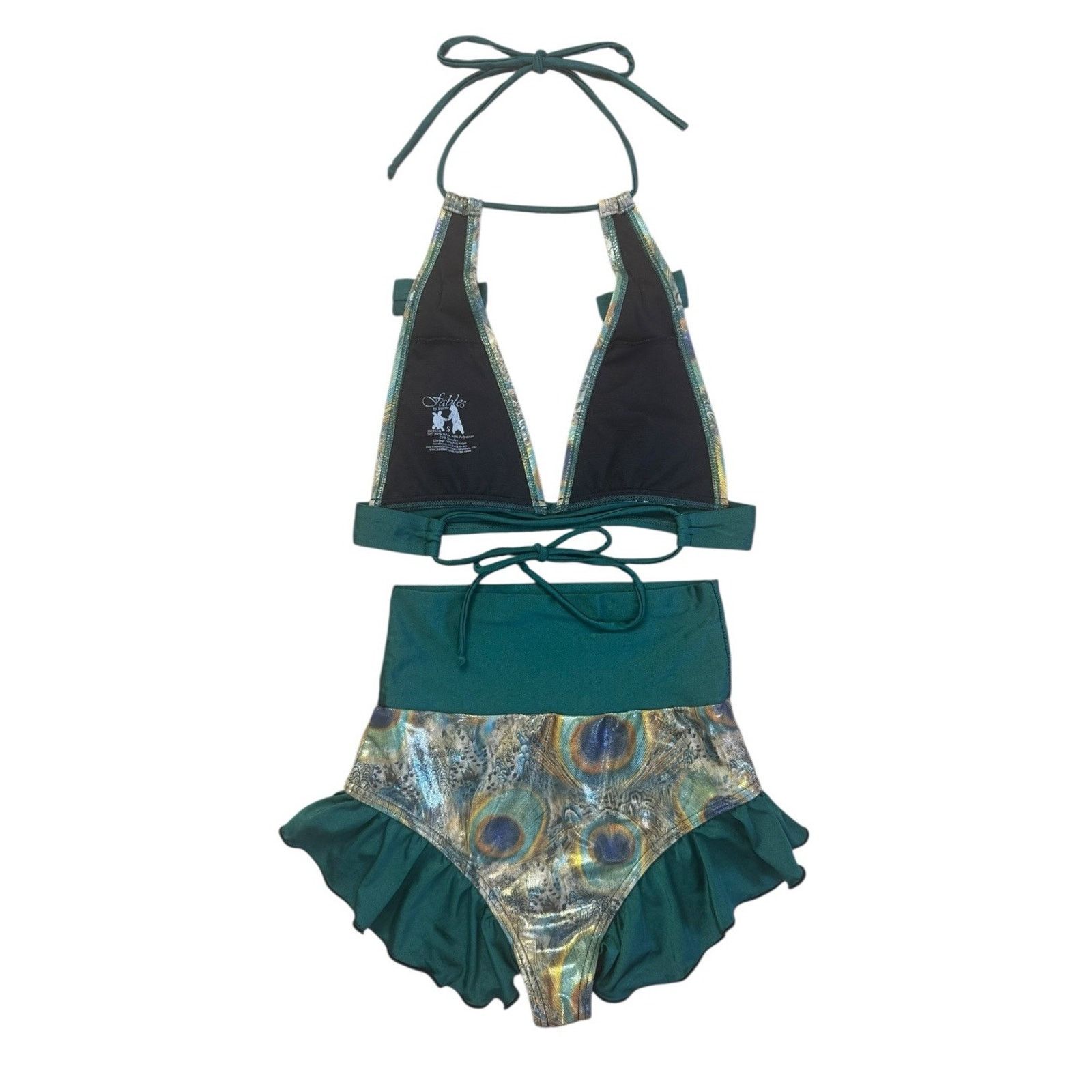 Other FABLES By BARRIE Custom Metallic Peacock Ruffled Bikini Sz S Size ONE SIZE - 3 Thumbnail