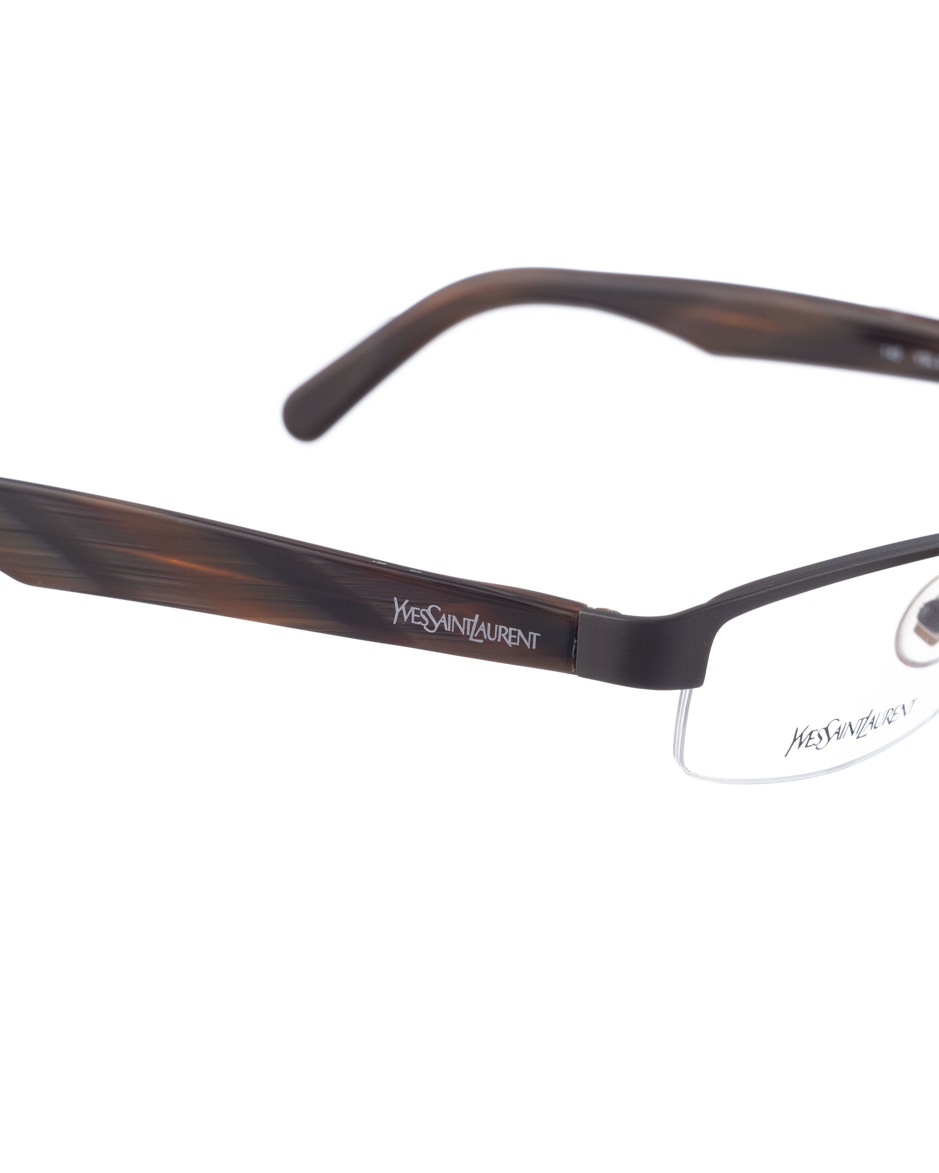 Saint Laurent Paris Yves Saint Laurent 00s Half Rim Deep Chocolate Glasses Size ONE SIZE - 3 Thumbnail
