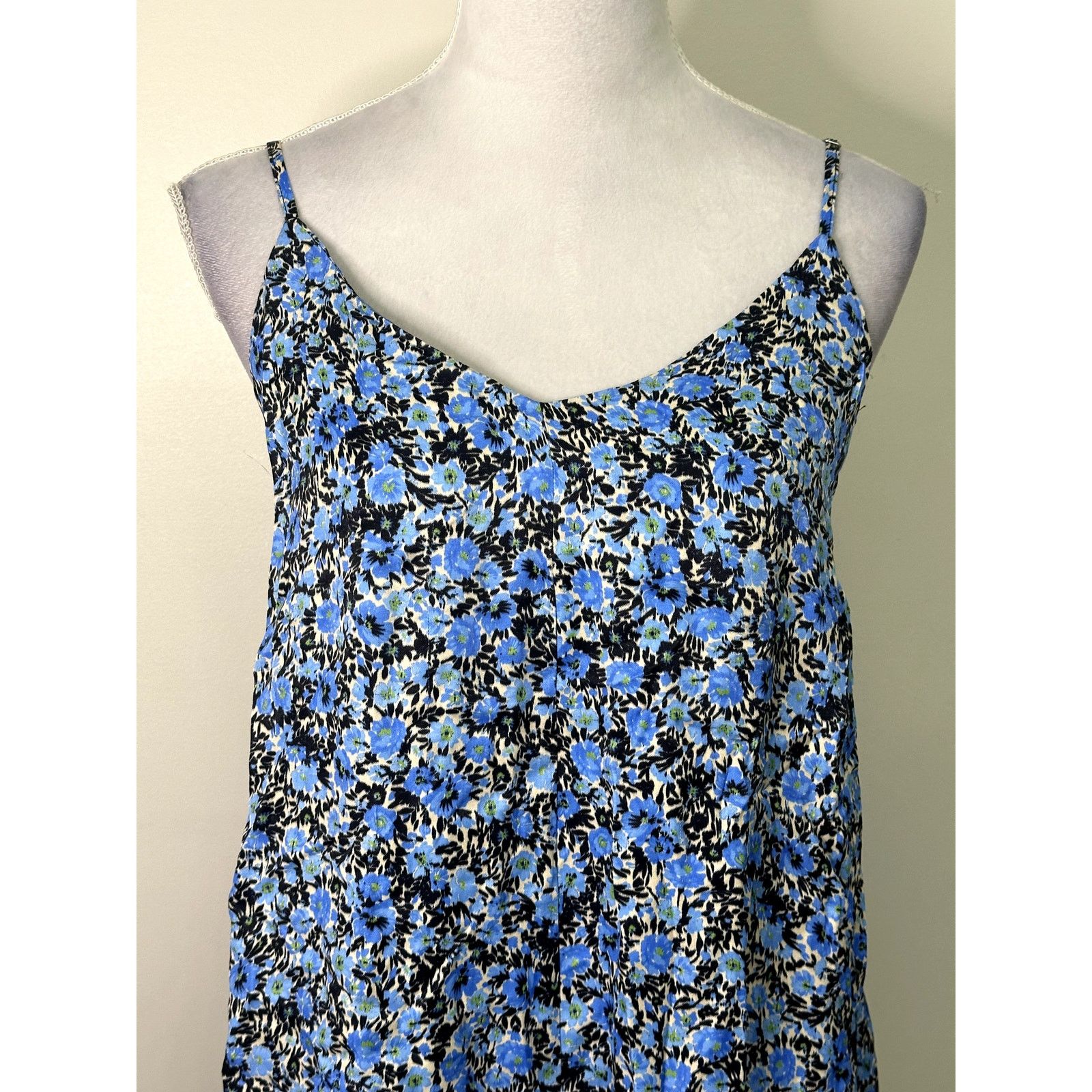 Topshop Topshop Women's Blue Grunge Floral Satin Romper 10 NWT Size 32" / US 10 / IT 46 - 3 Thumbnail