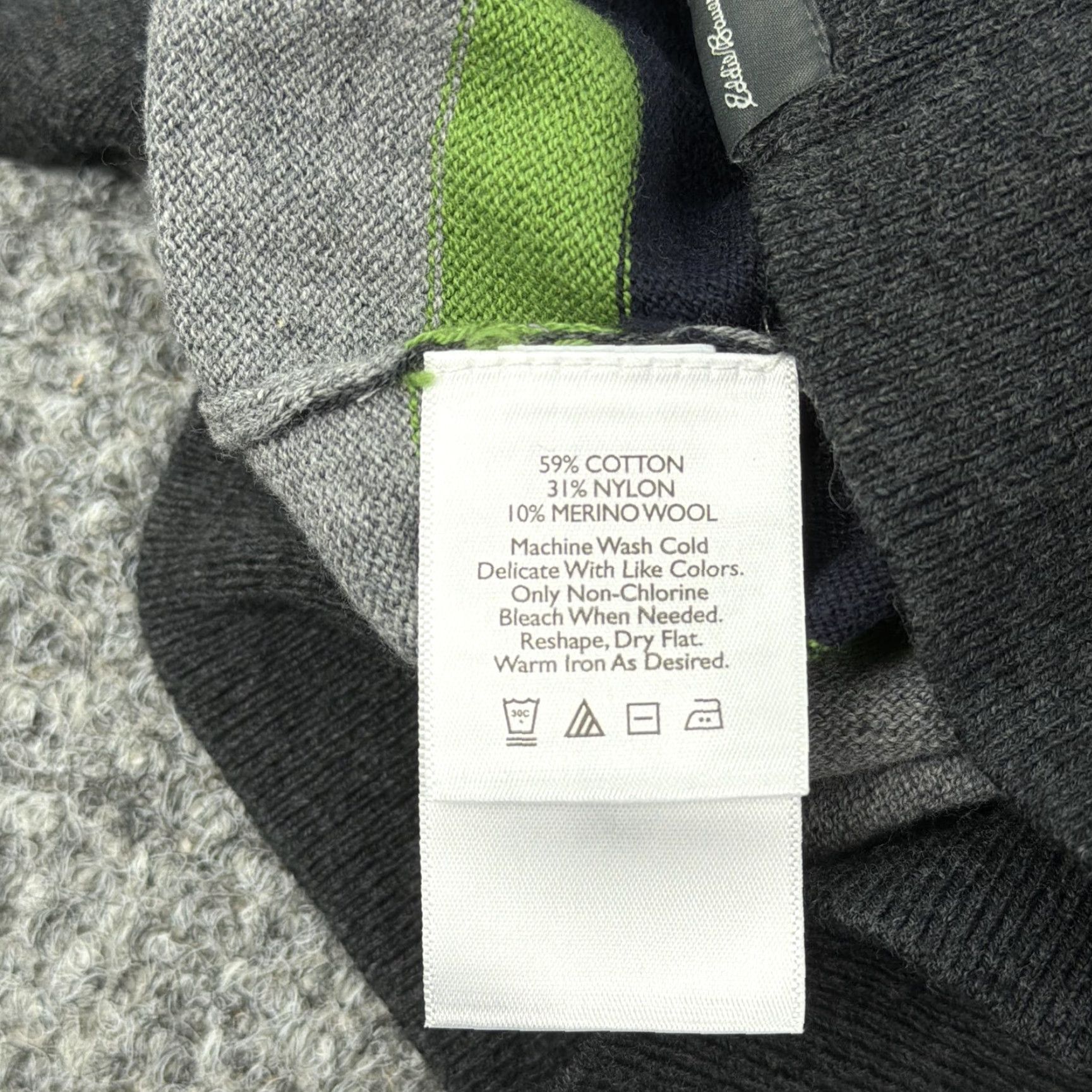 Eddie Bauer Eddie Bauer Sweater Mens Small Gray Navy Green Stripe Crewneck Cotton Nylon Wool Blend Striped Pullover Size US S / EU 44-46 / 1 - 7 Thumbnail