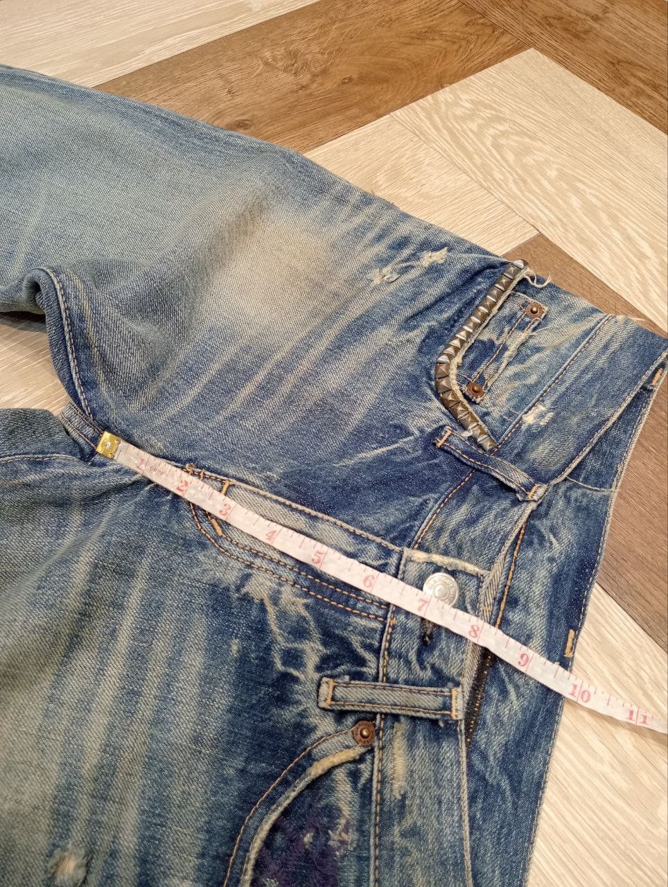 Hysteric Glamour HYSTERIC GLAMOUR KINKY BLUE DISTRESSED SELVEDGE DENIM JEANS Size US 30 / EU 46 - 19 Thumbnail