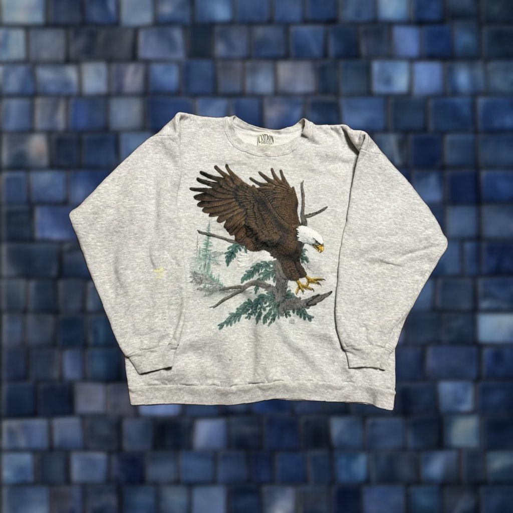 Vintage VINTAGE Cotton Grove Sweatshirt Eagle Gray 90s XL Roundneck Pullover Jumper Mens Size US XL / EU 56 / 4 - 1 Thumbnail