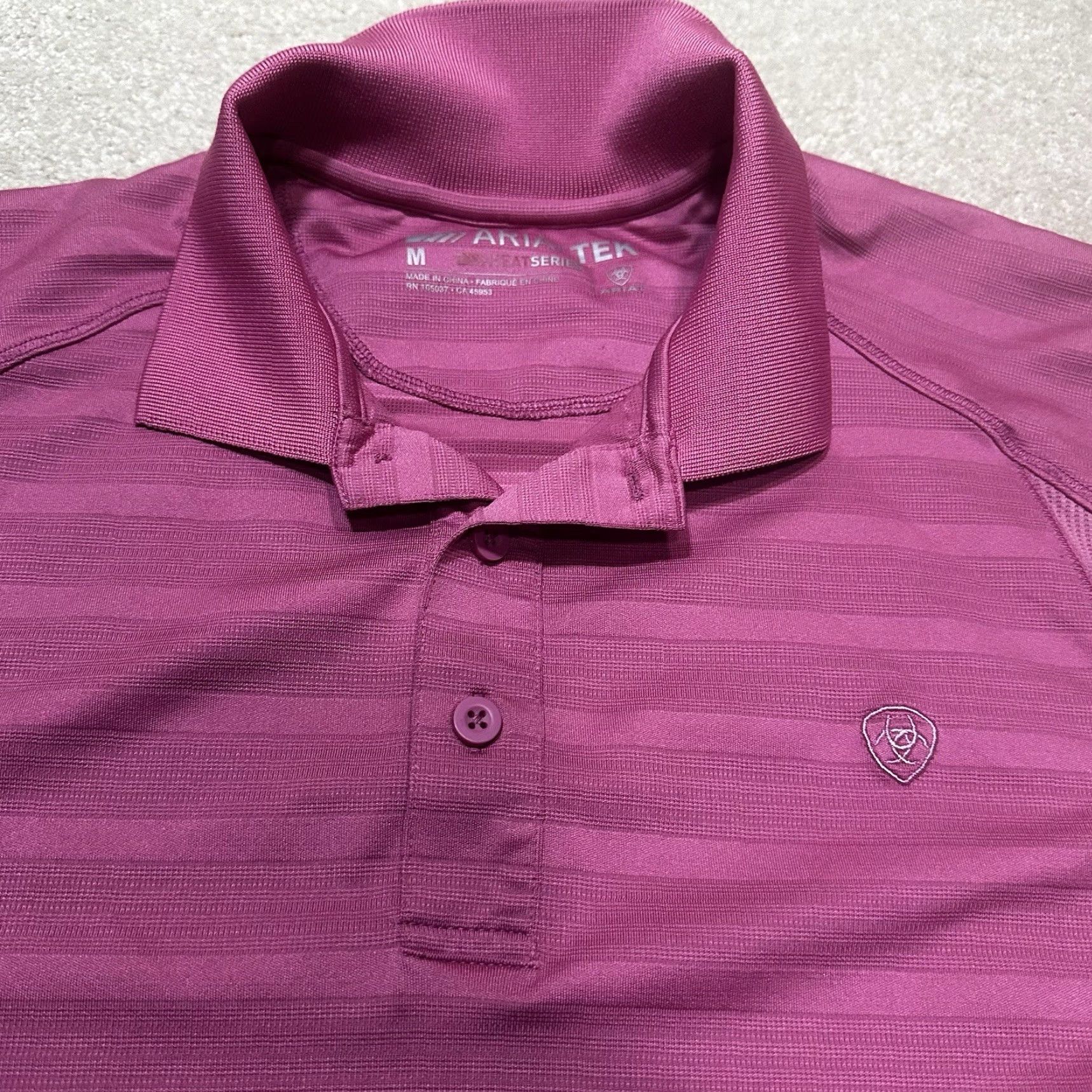 Ariat Ariat Polo Shirt Mens Medium Purple AriatTek Heat Series Polo Shirt Mens Regular M Purple Logo Sport Golf Cowboy Pro Series Brand Ariat Shirt Size US M / EU 48-50 / 2 - 3 Thumbnail