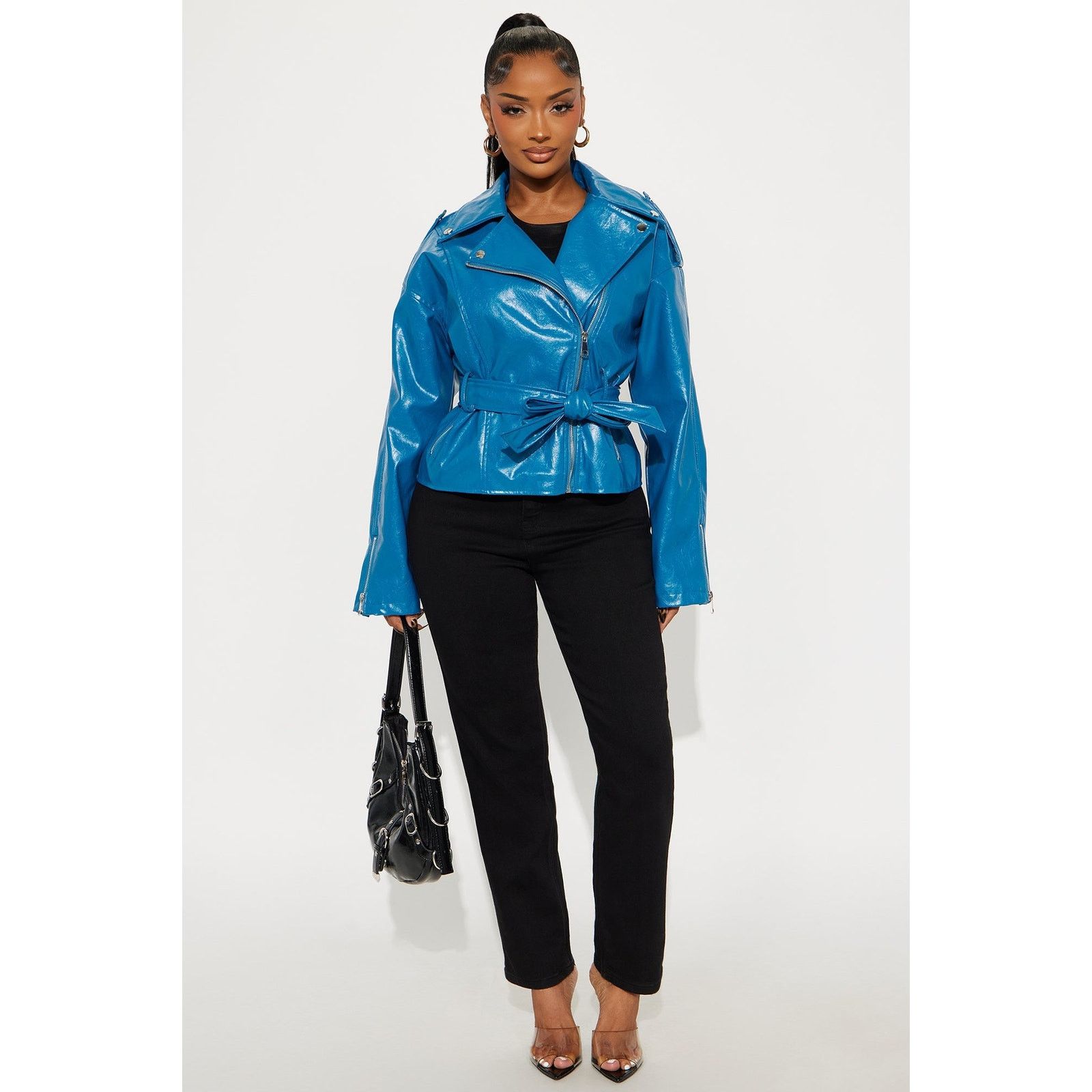 Other Moving On Faux Leather Moto Jacket - Teal - Size 1X Size XL / US 12-14 / IT 48-50 - 2 Thumbnail