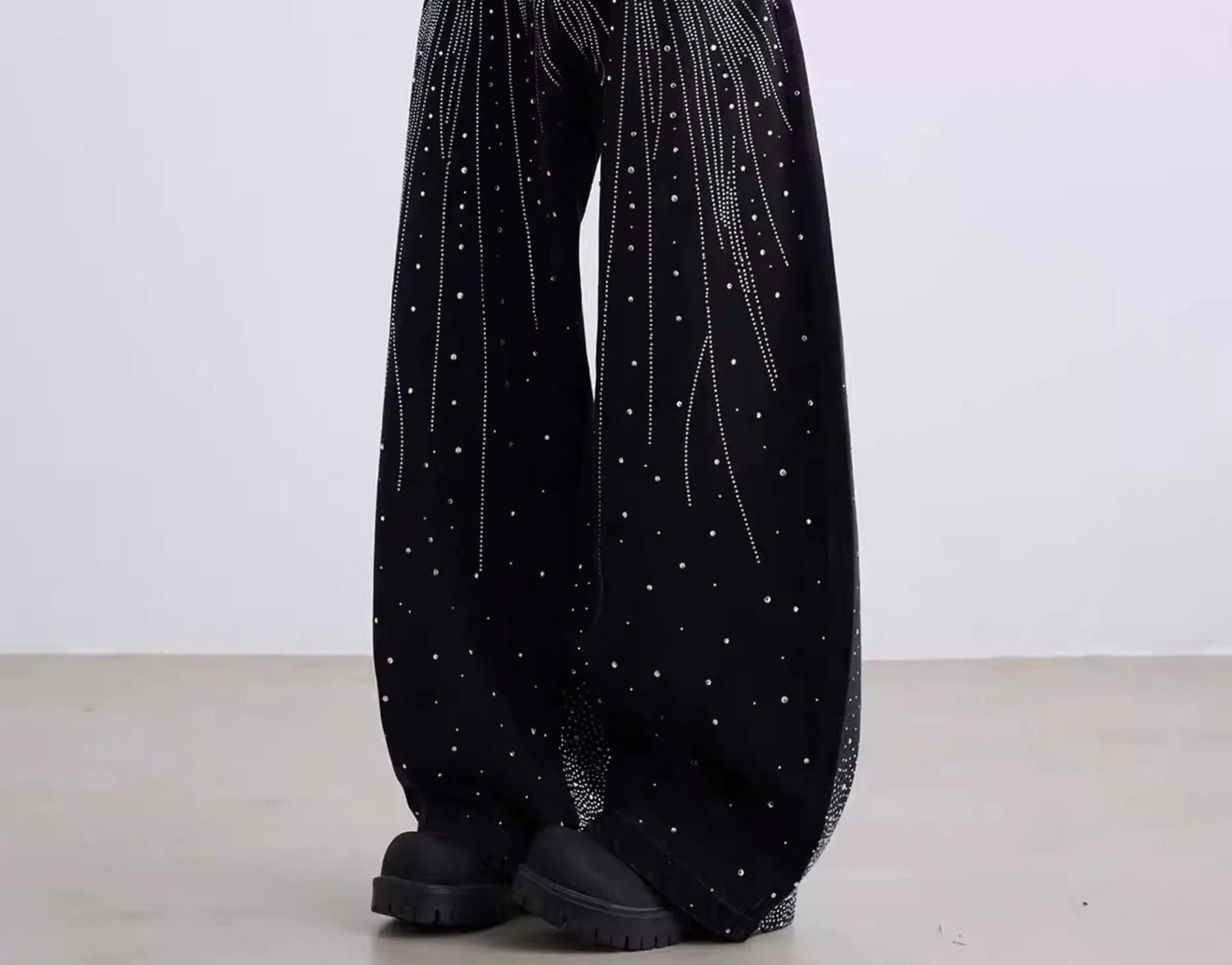 Japanese Brand Rhinestone Embellished Jeans with Cascade Pattern Size US 32 / EU 48 - 7 Thumbnail