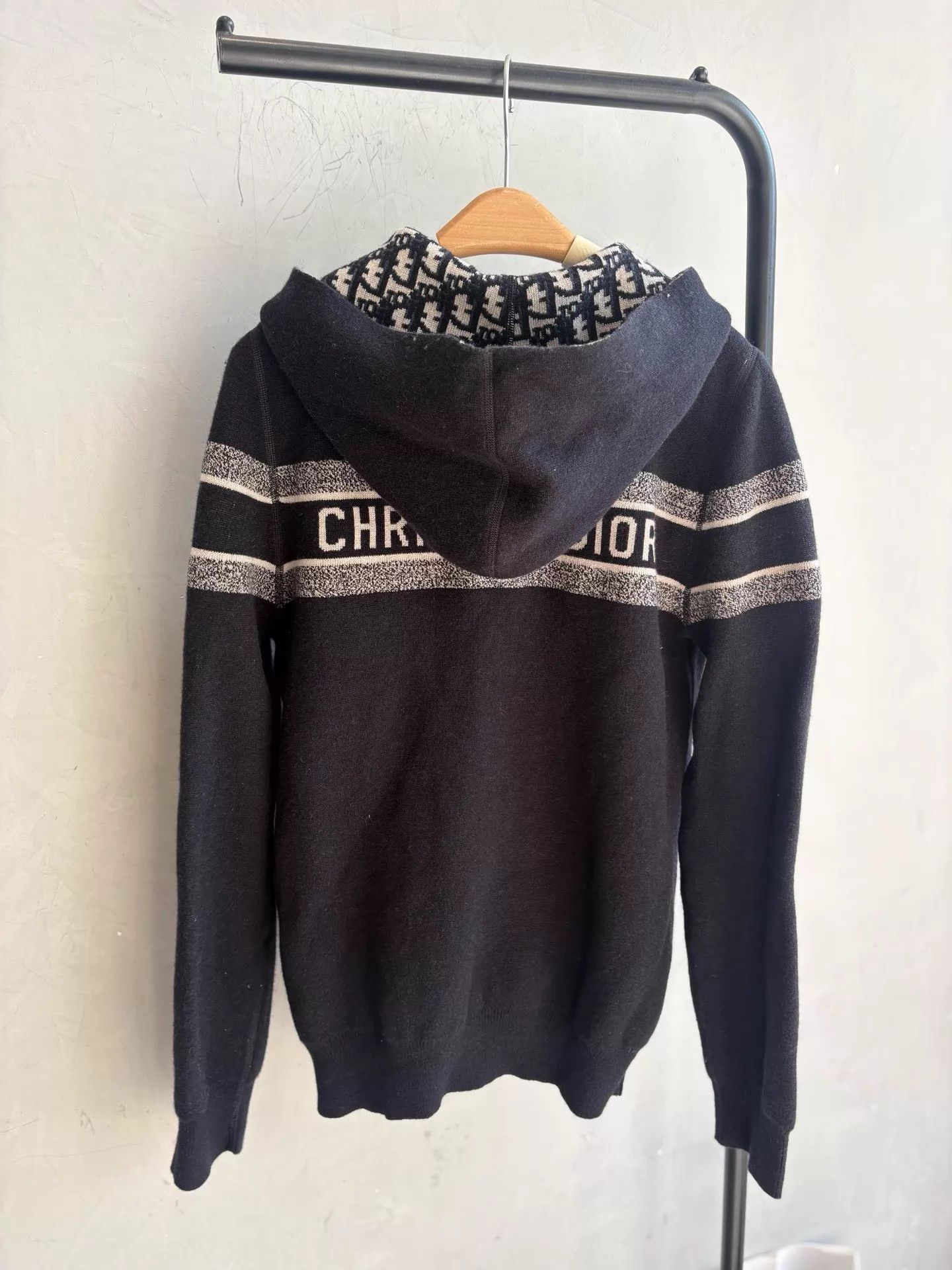 Dior Dior Vtg All Over Logo Cashmere Hooded Sweater Navy 40 Size M / US 6-8 / IT 42-44 - 2 Thumbnail