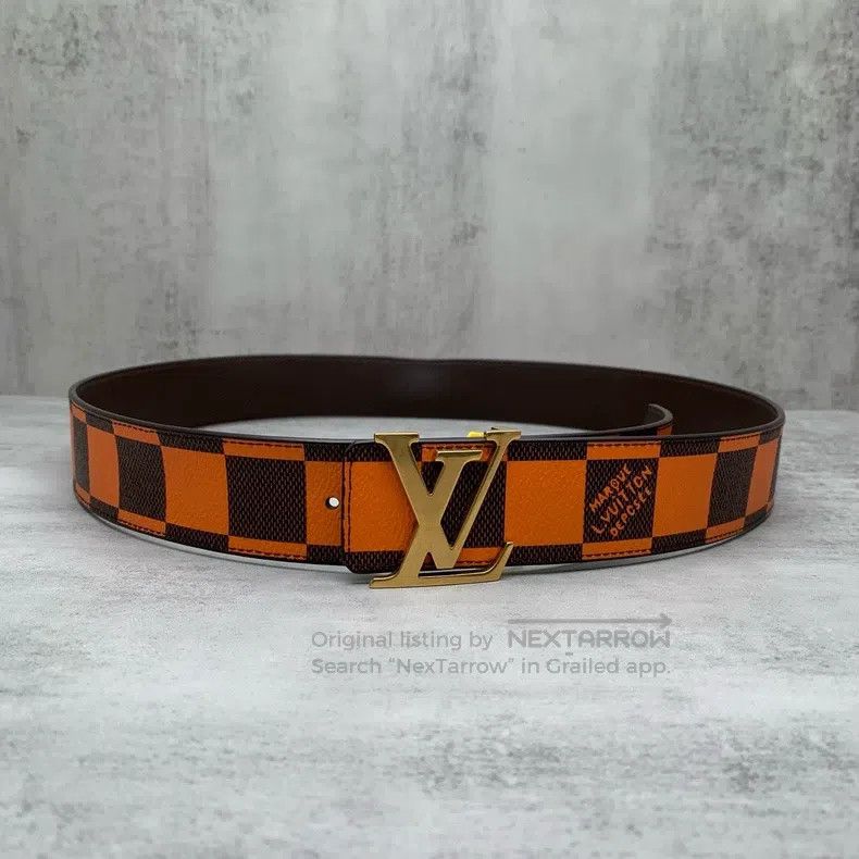 Louis Vuitton Louis Vuitton Orange checkerboard belt Size ONE SIZE - 2 Thumbnail