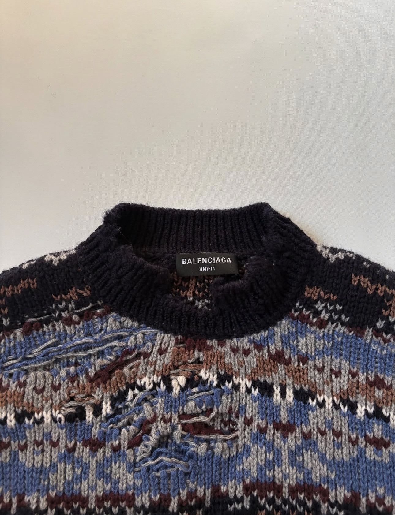Balenciaga FW21 Balenciaga Fair Isle Destroyed Distressed Knit Size US M / EU 48-50 / 2 - 4 Thumbnail