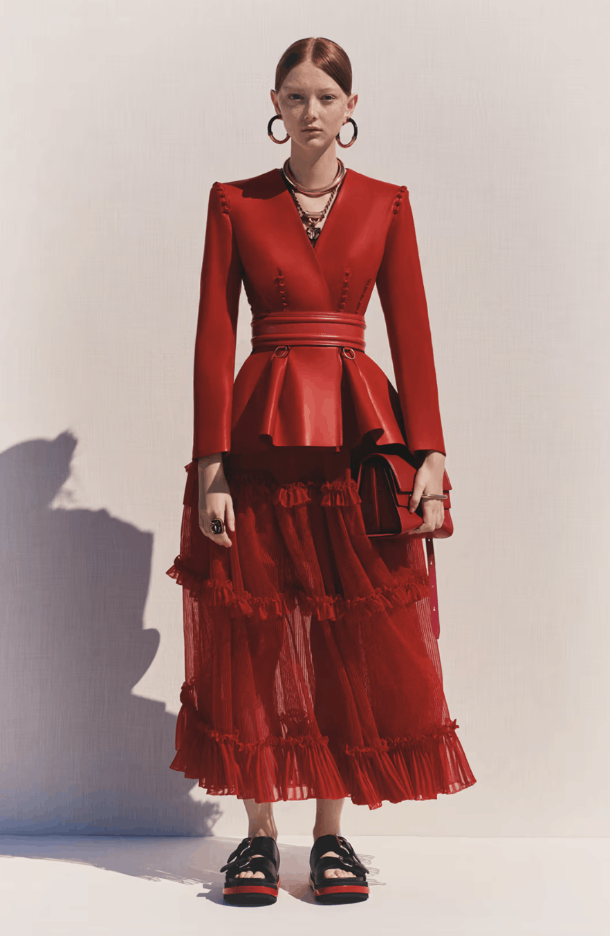 Alexander McQueen Alexander McQueen Resort SS 2020 Red Skirt Size 40" / US 18 - 2 Thumbnail