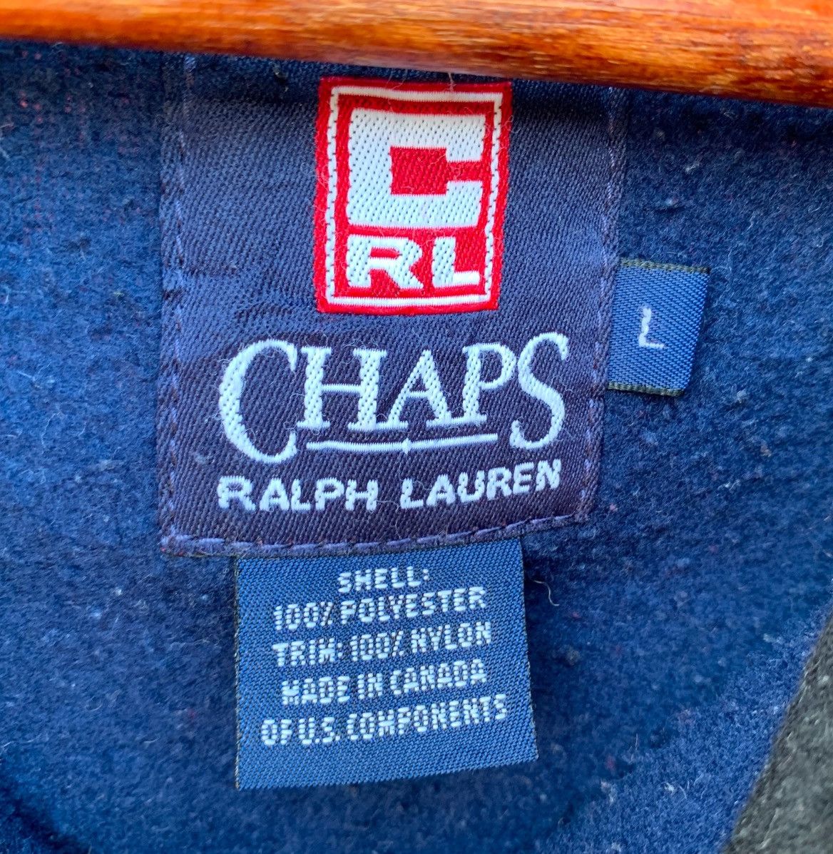 Chaps Ralph Lauren VINTAGE 90s CHAPS RALPH LAUREN FLEECE NAVY JACKET PATCH LOGO Size US L / EU 52-54 / 3 - 10 Thumbnail