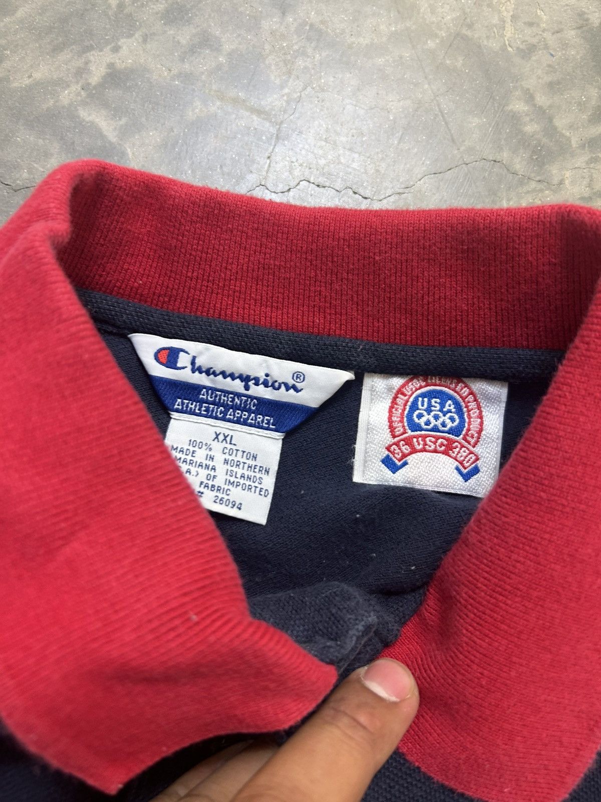 Champion × Vintage USA Olympics Flag Champion Vintage Polo Shirt Size US XXL / EU 58 / 5 - 4 Thumbnail