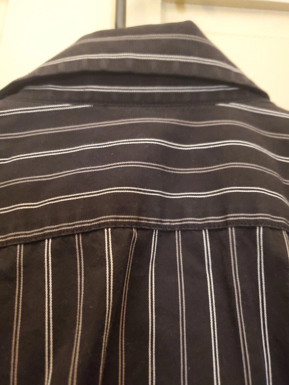 Designer Express 1MX M Stretch Modern Fit LS Black Striped M 15-15.5 Size 38R - 6 Thumbnail