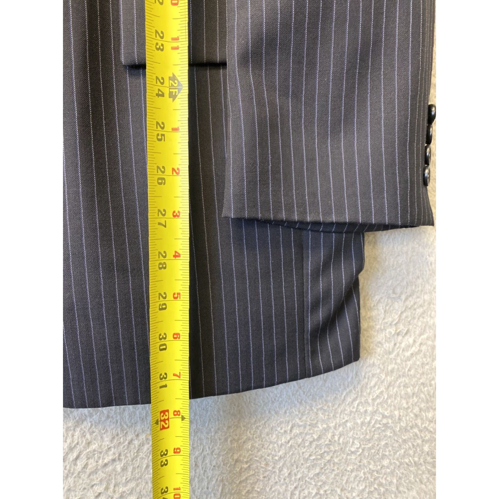 Hugo Boss VINTAGE Hugo Boss Wool Blazer Jacket 42R Men Navy Striped Slim Fit Double-Vented 90s Business Casual Size 42R - 6 Thumbnail