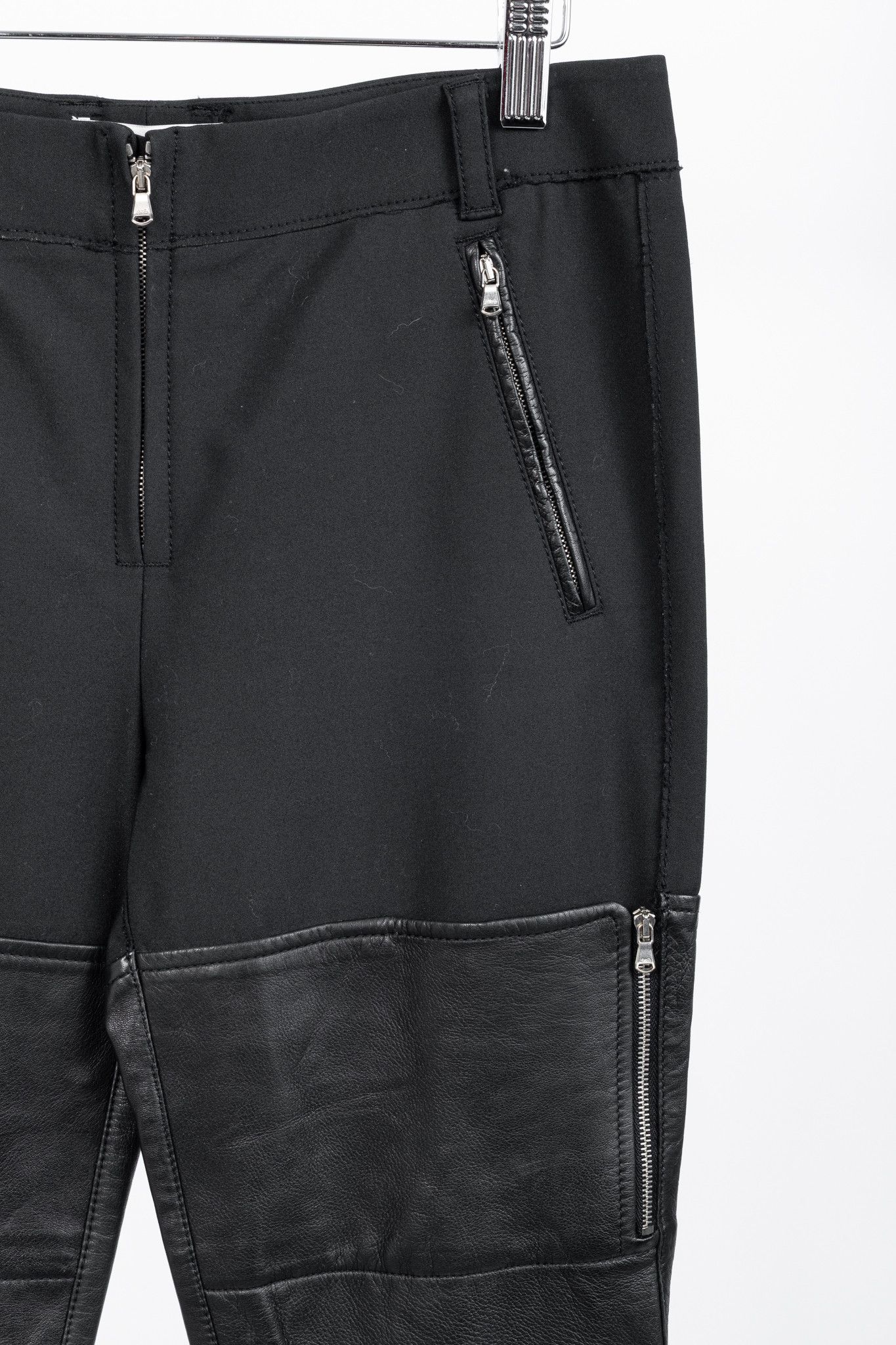 3.1 Phillip Lim 3.1 Phillip Lim PF13 Black Cotton Leather-Trim Skinny Pants Size 26" / US 2 / IT 38 - 4 Thumbnail