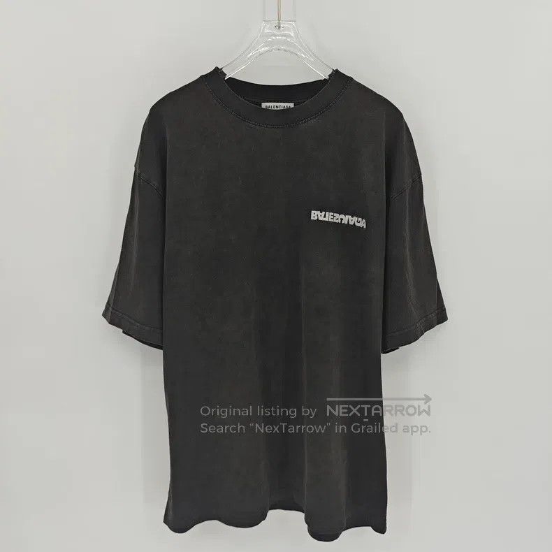 Balenciaga Balenciaga Distressed Washed Letter Reversed Round Neck Sh Size US S / EU 44-46 / 1 - 1 Thumbnail
