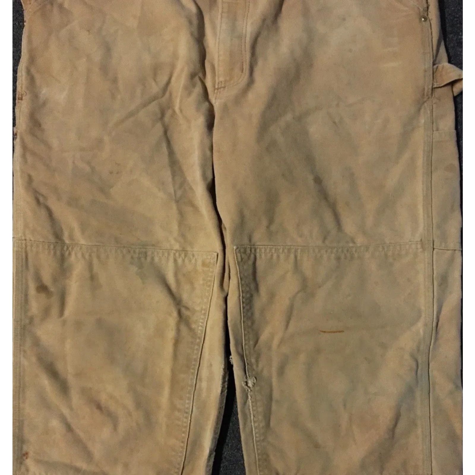 Carhartt VINTAGE Carhartt Faded Distressed Overalls Jeans Trucker Biker 90s Grunge USA Tan 40 Mens Double Knee Workwear 28 Inseam Overalls Size US 40 / EU 56 - 6 Thumbnail