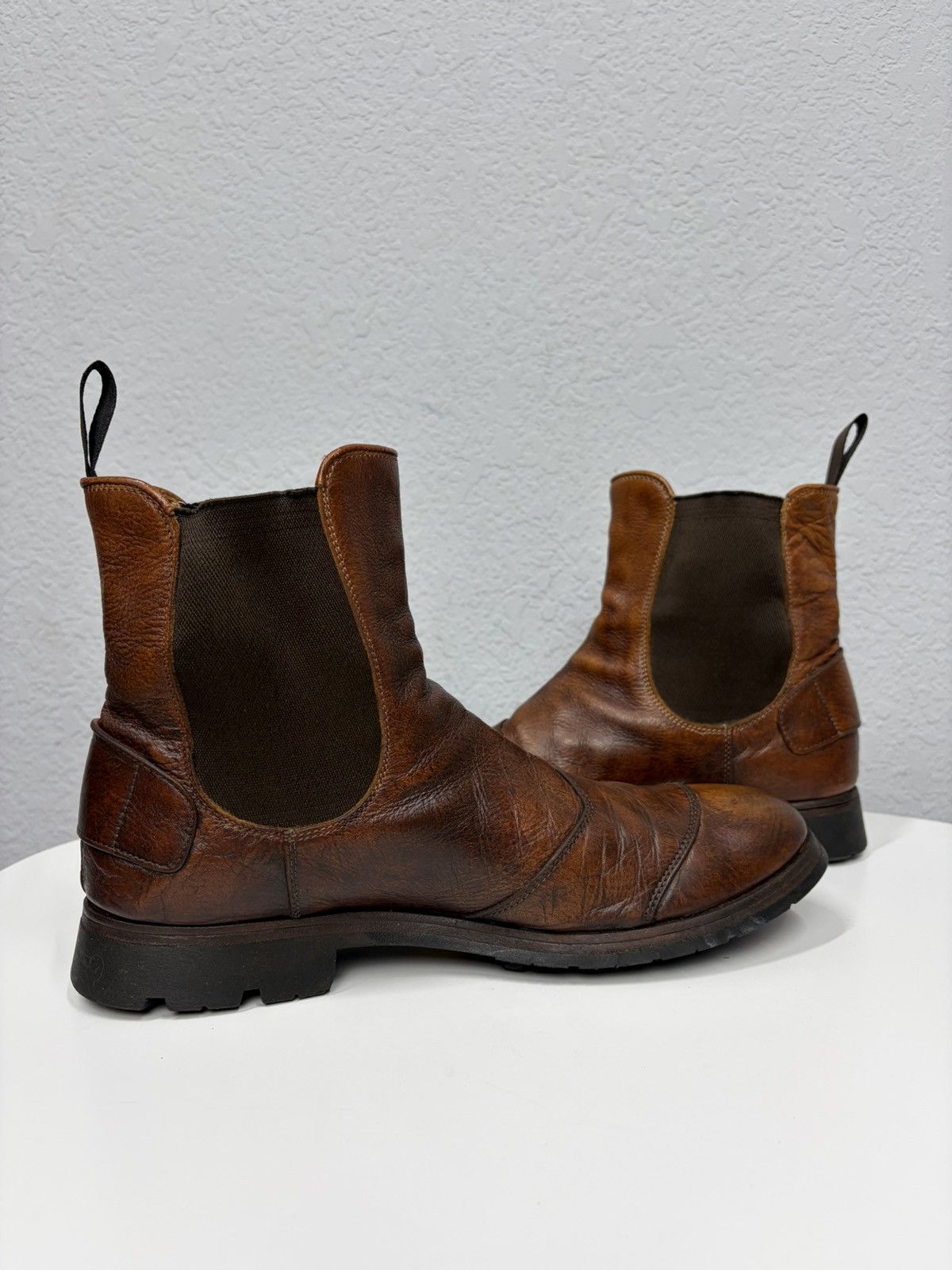 Frye Vintage 00s Brown Leather Side Zip Boots Guidi Marsell Style Size US 10 / EU 43 - 13 Thumbnail