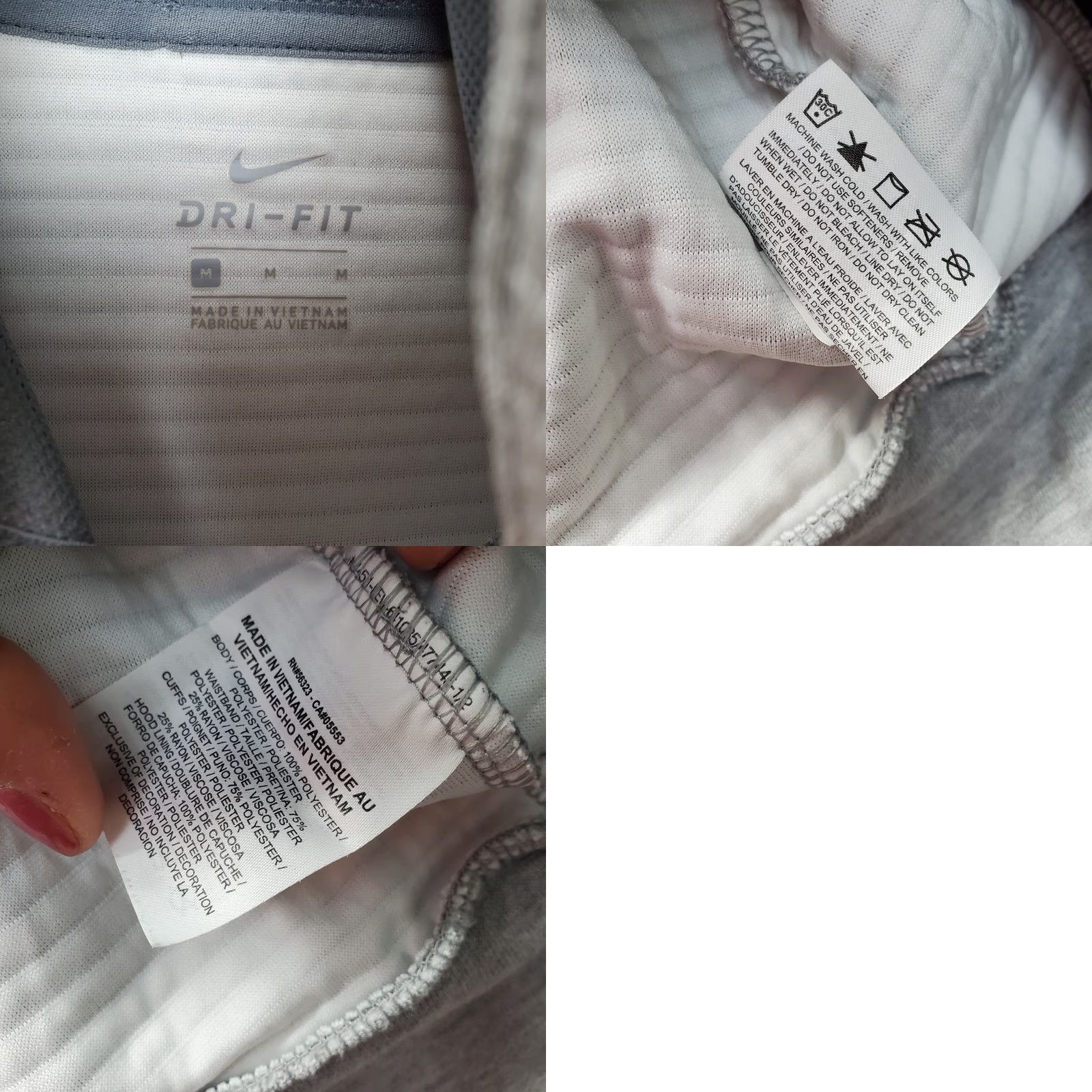 Nike Nike Dri-Fit Hoodie Womens Medium Gray Raglan Sleeve Zip? Drawstring Size M / US 6-8 / IT 42-44 - 8 Thumbnail