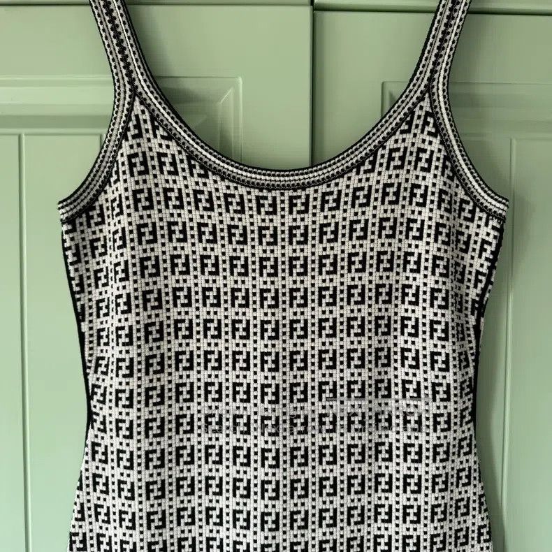 Fendi Fendi Black and White Full Logo Camisole Dress, Classic FF Size XS / US 0-2 / IT 36-38 - 6 Thumbnail