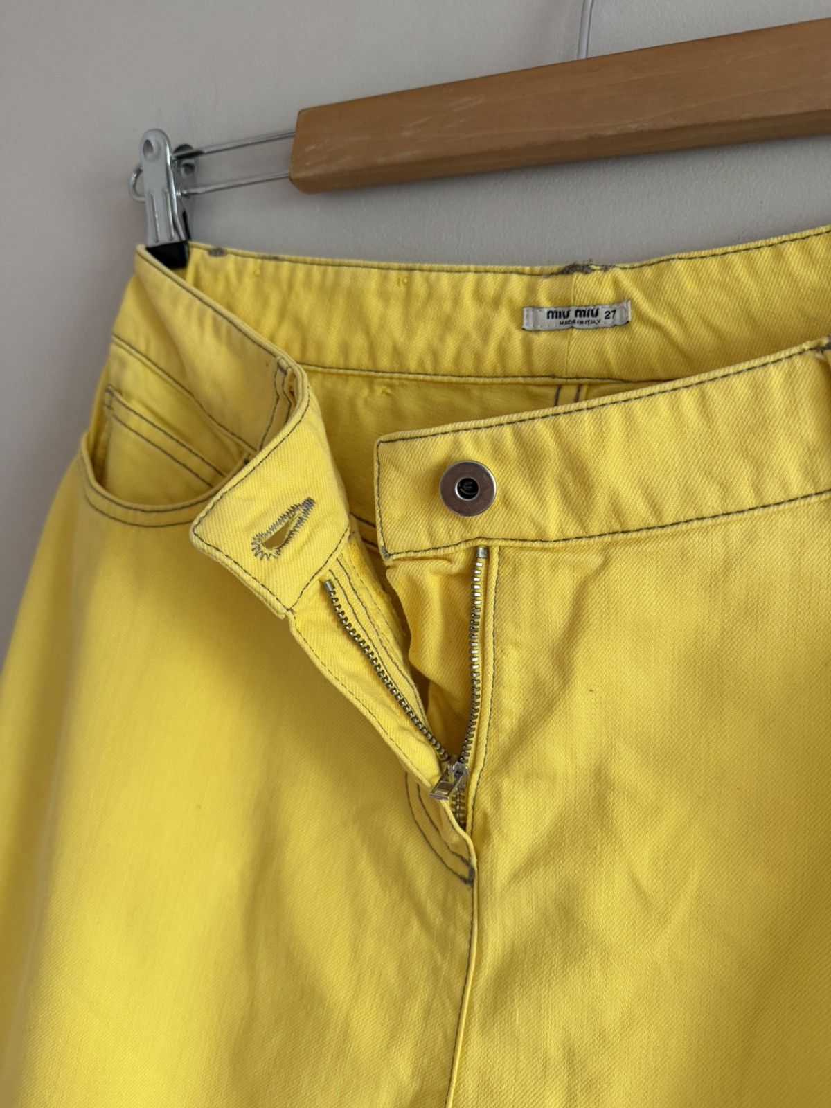 Miu Miu Vintage Miu Miu Yellow Denim Mini Skirt Size 27" / US 4 / IT 40 - 3 Thumbnail