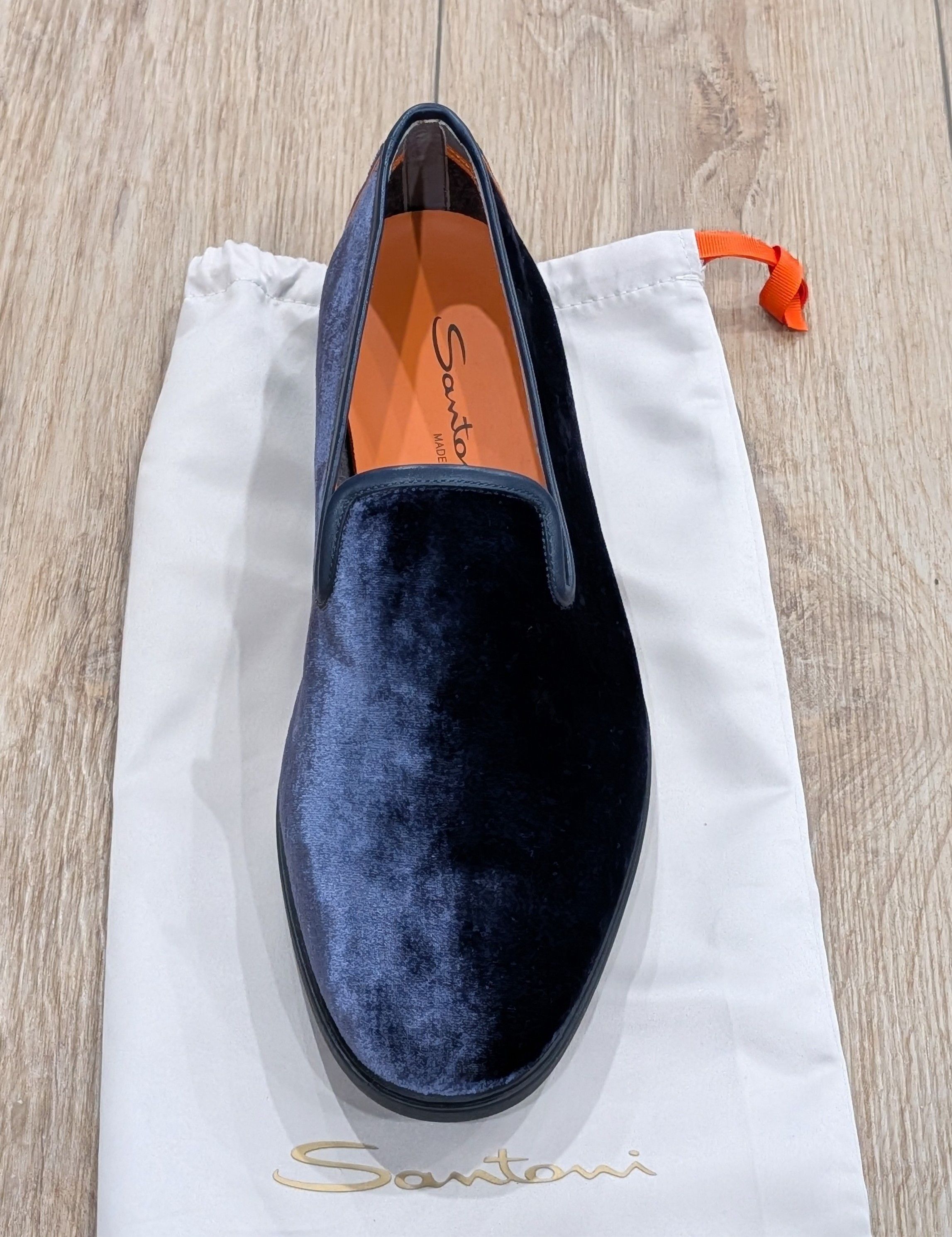 Santoni SANTONI Velvet Evening Shoes Smoking Slippers Blue US 9 Size US 9 / EU 42 - 2 Thumbnail
