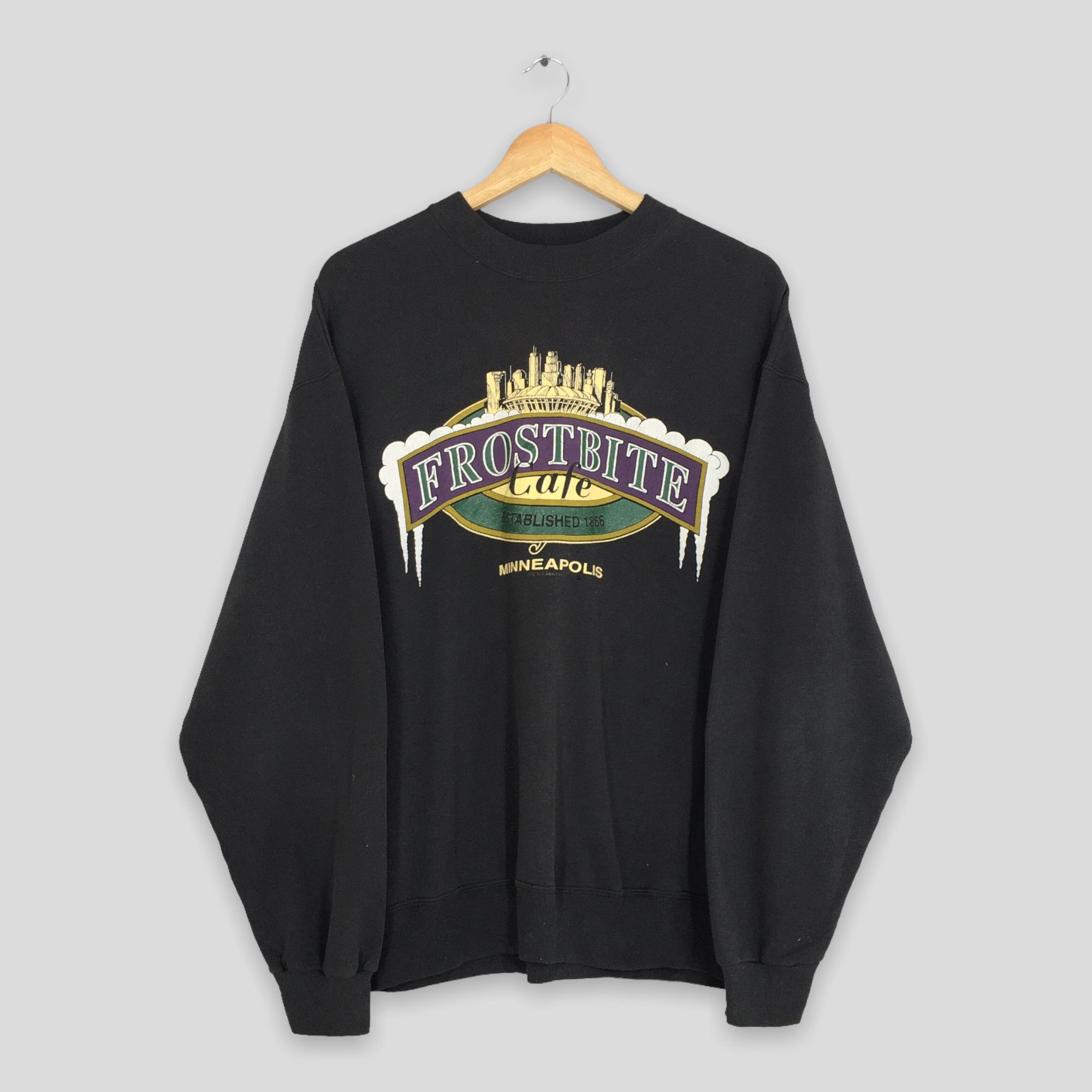 Hanes Vintage Frostbite Cafe Minneapolis Black Sweatshirt Xlarge Size US XL / EU 56 / 4 - 1 Thumbnail