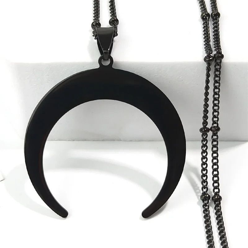 Jewelry Gothic Black Moon Pendant Necklace Emblem Talisman Size ONE SIZE - 3 Thumbnail