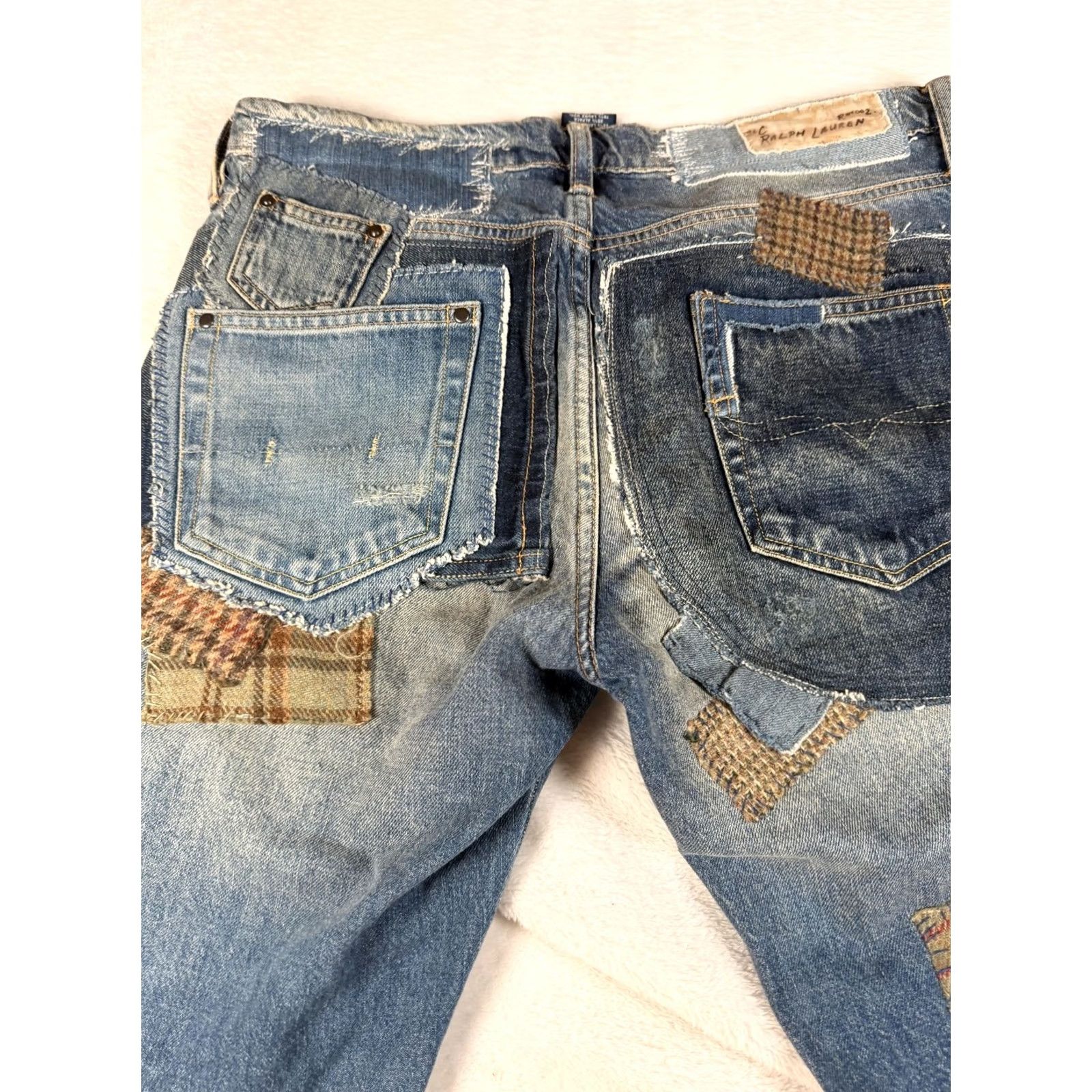 Ralph Lauren Ralph Lauren Jeans 29x32 Blue Patchwork Distressed Plaid Straight R01002 Men Jeans Slim Fit Regular 29x32 Vintage No Size US 29 - 6 Thumbnail