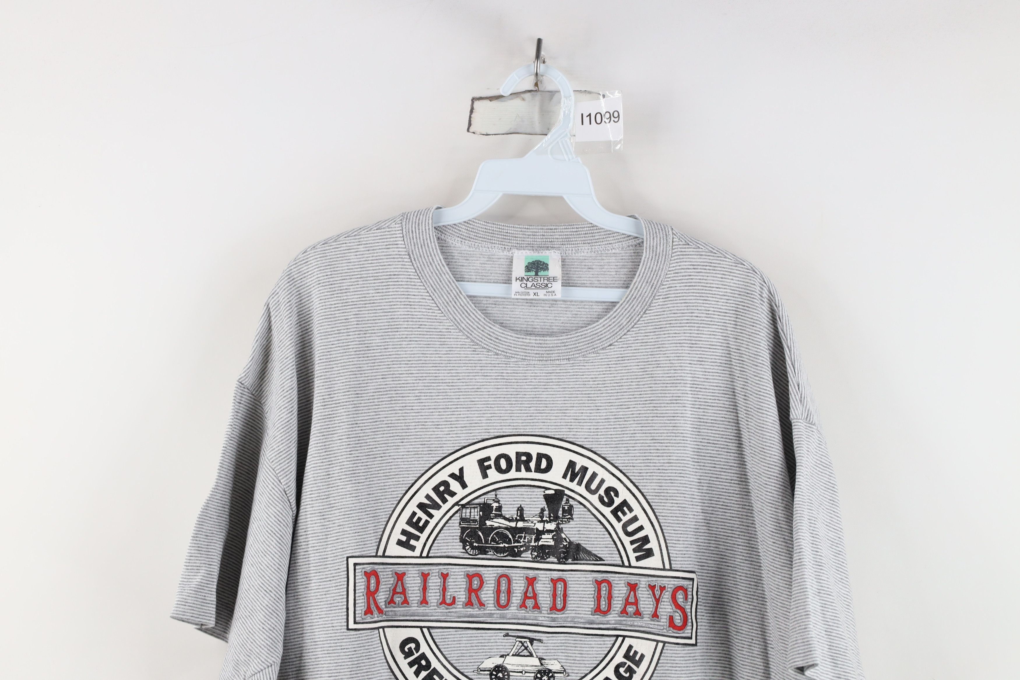 Vintage Vintage 90s Ford Museum Railroad Days Striped T-Shirt USA Size US XL / EU 56 / 4 - 2 Thumbnail
