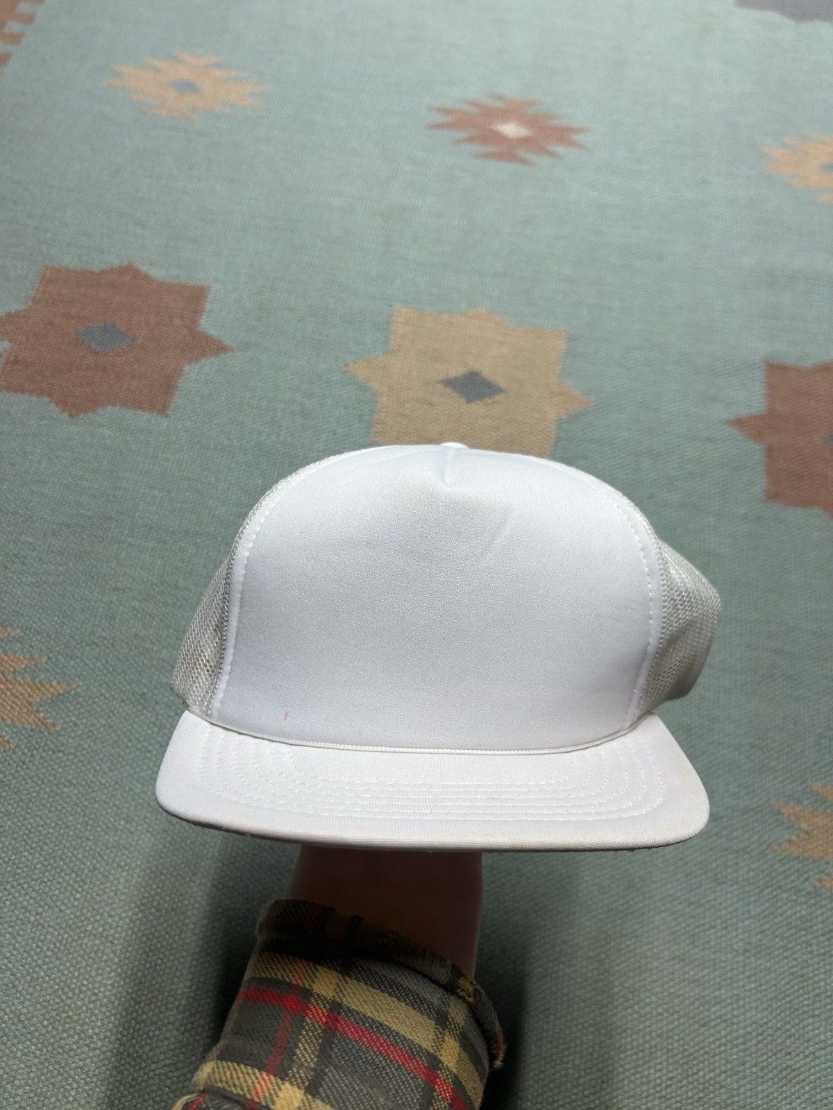 Vintage Vintage 80s trucker hat blank white snapback plain Size ONE SIZE - 2 Thumbnail